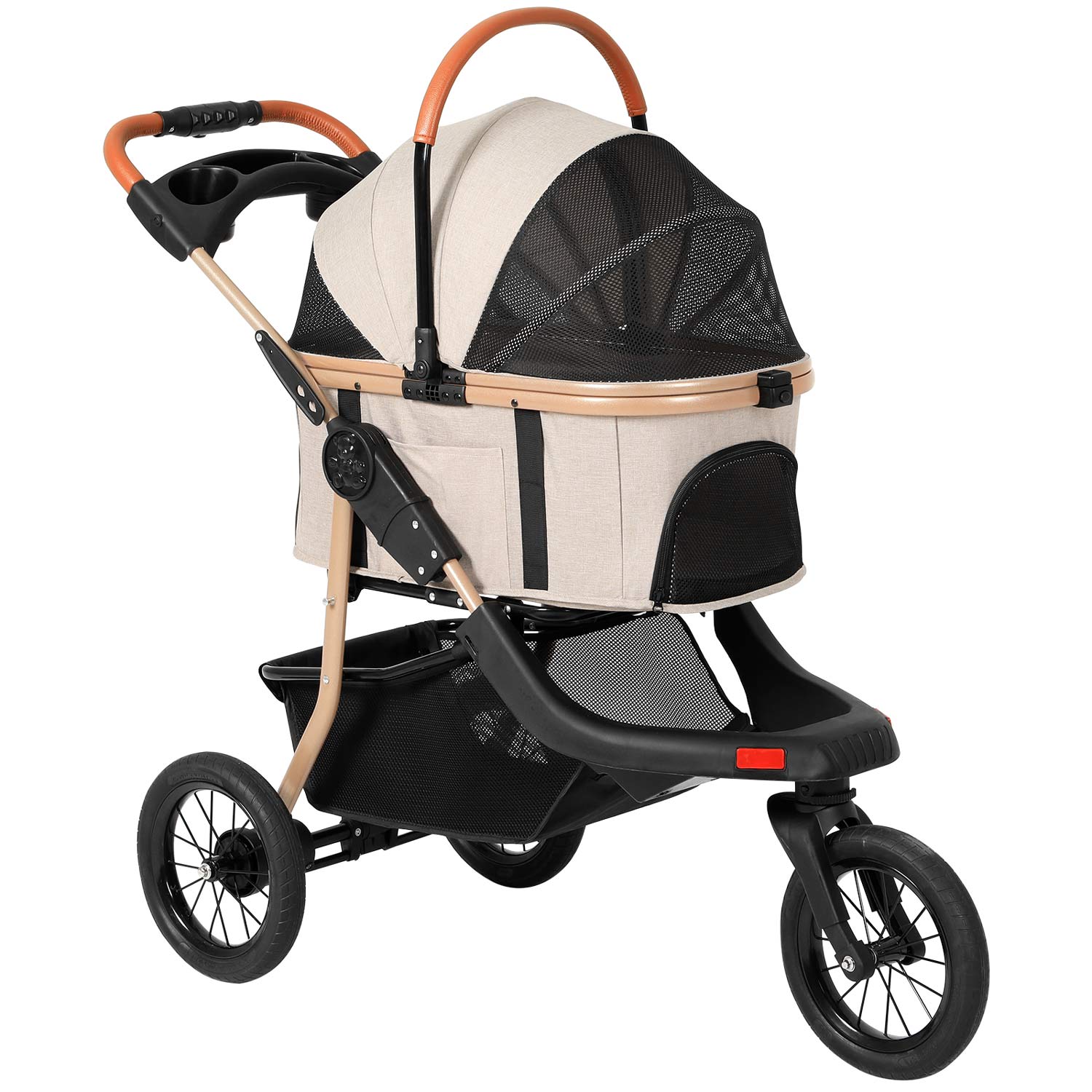Sikaic Pet Stroller Pet Stroller Folding Traveling Strolling Cart Light Khaki