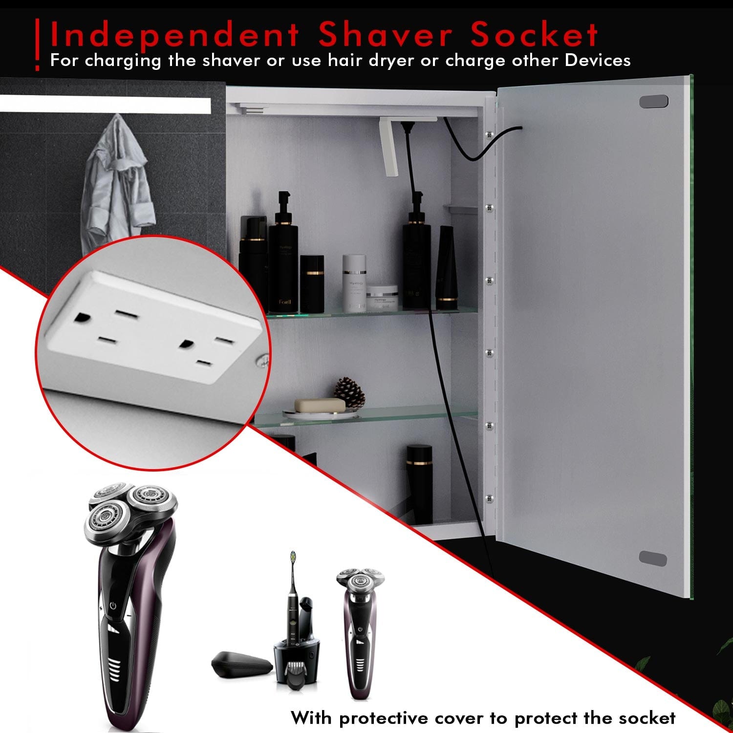 Sikaic Medicine Cabinets Wall Mounted Lighted Medicine Cabinet with Mirror Storage White