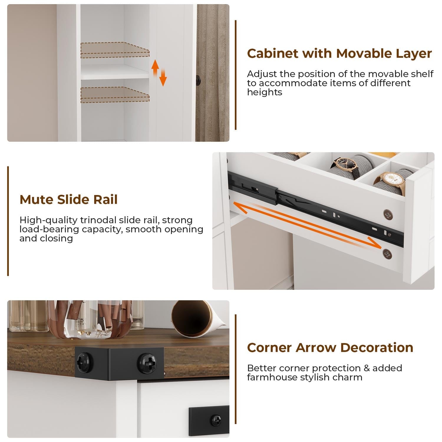 Sikaic Vanities 43 Inches Makeup Vanity with 3 Color Lighting Modes Mirror Charging Station Storage White