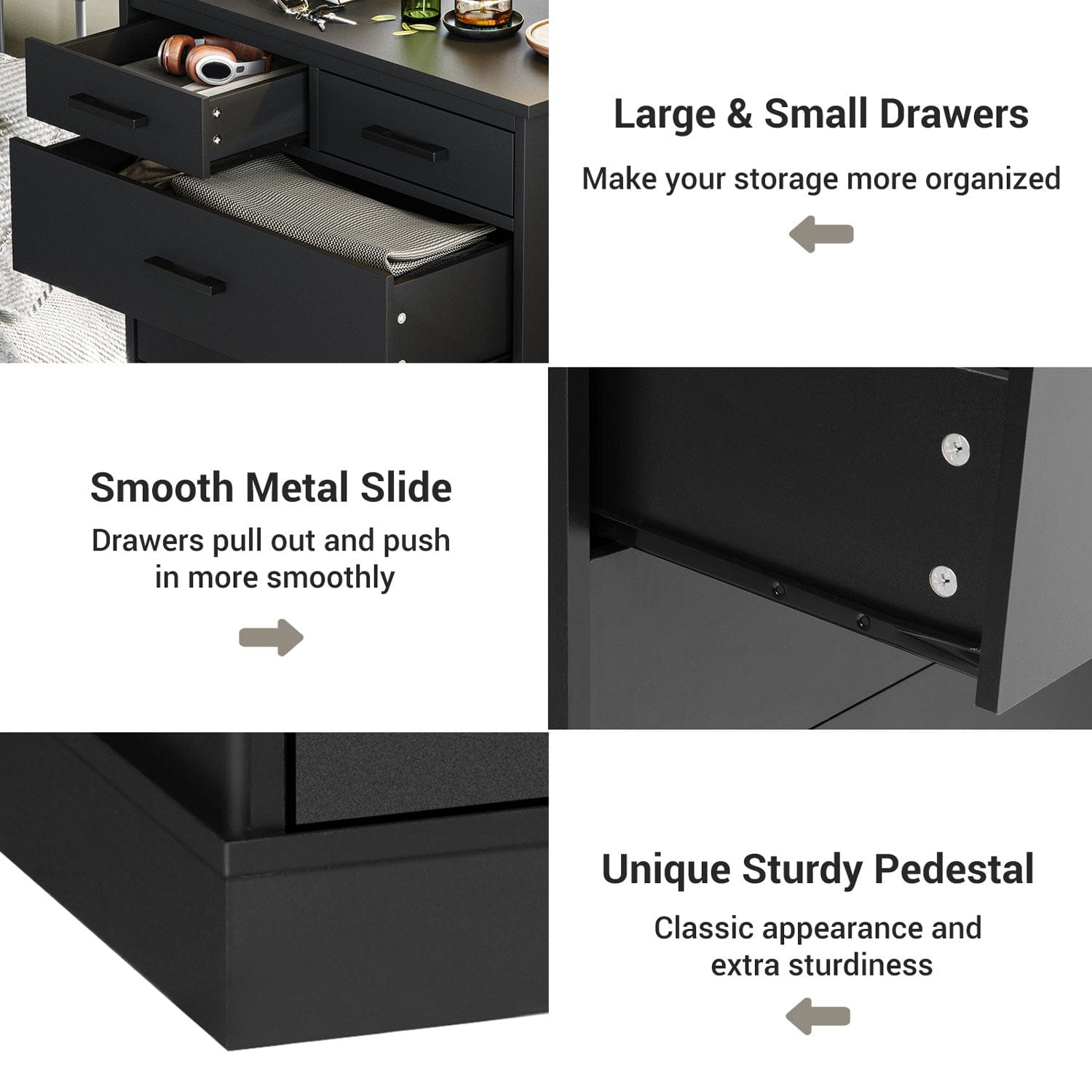 Sikaic Dressers 7 Drawers Dresser With Sturdy Base Storage Cabinet Black