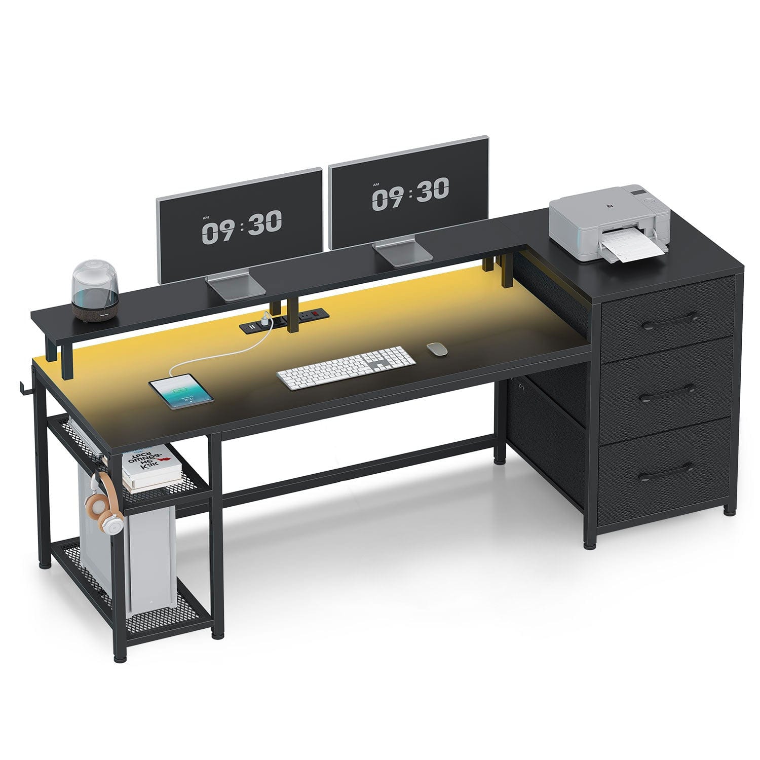 Sikaic Gaming Desk 59 Inches Reversible Gaming Desk Black Black / Engineered Wood / Modern