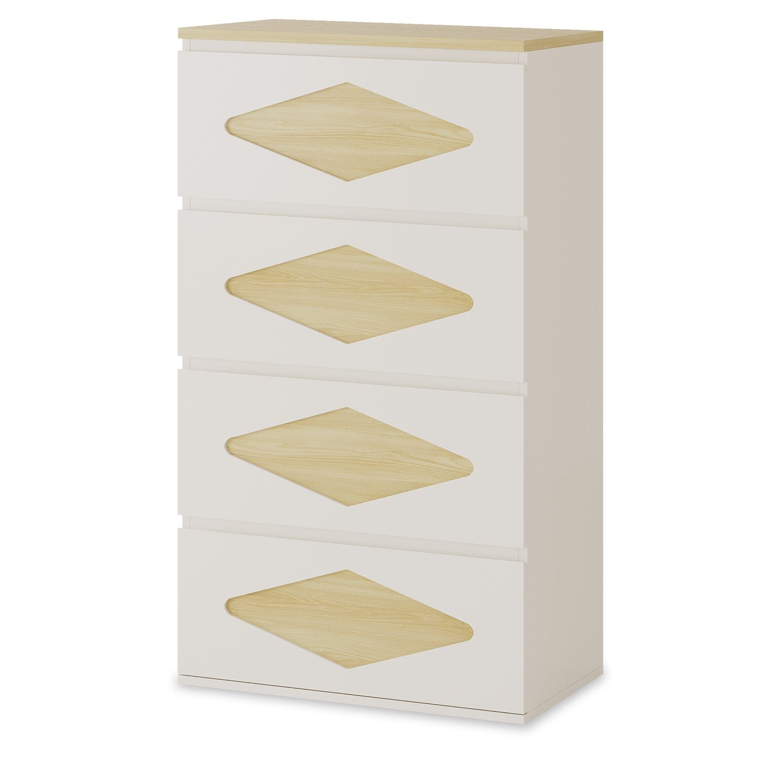 Sikaic Dresser 48.3 Inches Tall Dresser with 4 Drawers White White / Engineered Wood / Modern