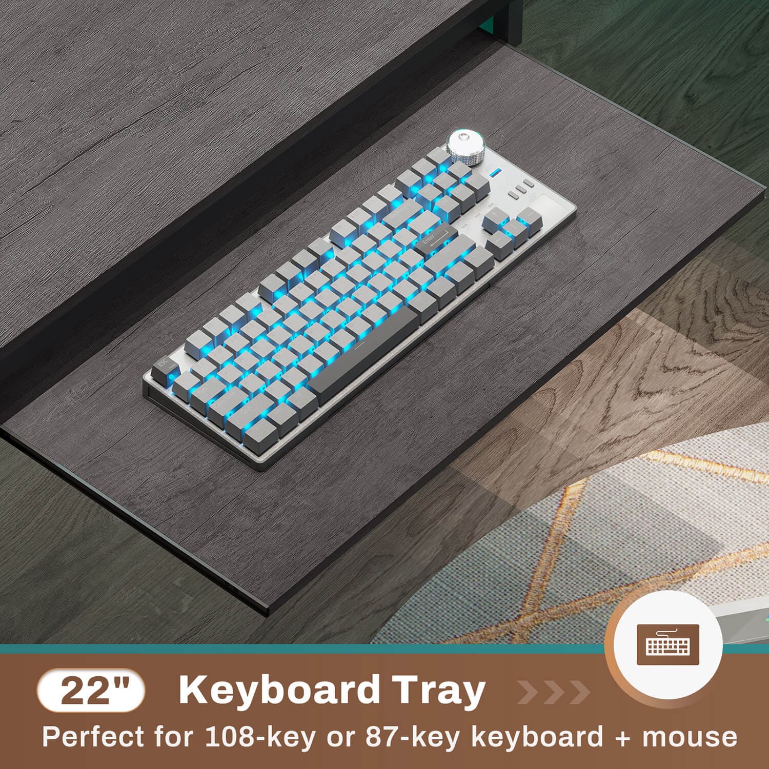 Sikaic 96" L Shaped Reversible LED Gaming Desk with Power Outlets LED Strip Monitor Shelf Keyboard Tray Pegboard and Storage Shelves Grey