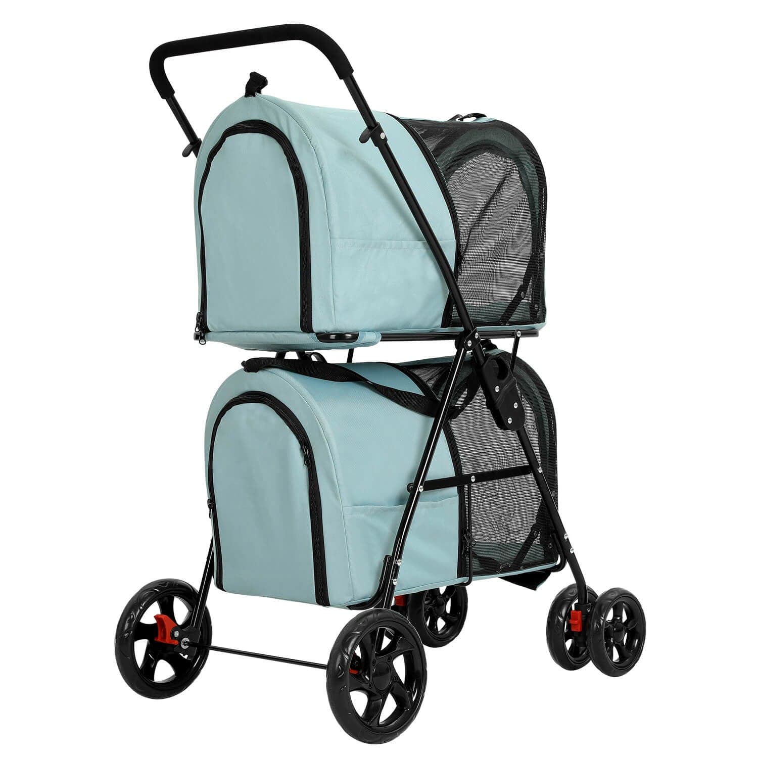 Sikaic Pet Stroller 4-in-1 Pet Strollers for Small Medium Pets 4 Lockable Wheels Light Blue