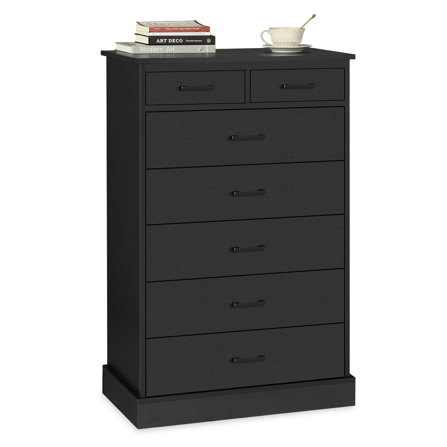 Sikaic Dresser 7 Drawers Dresser Black Black / Modern / Engineered Wood