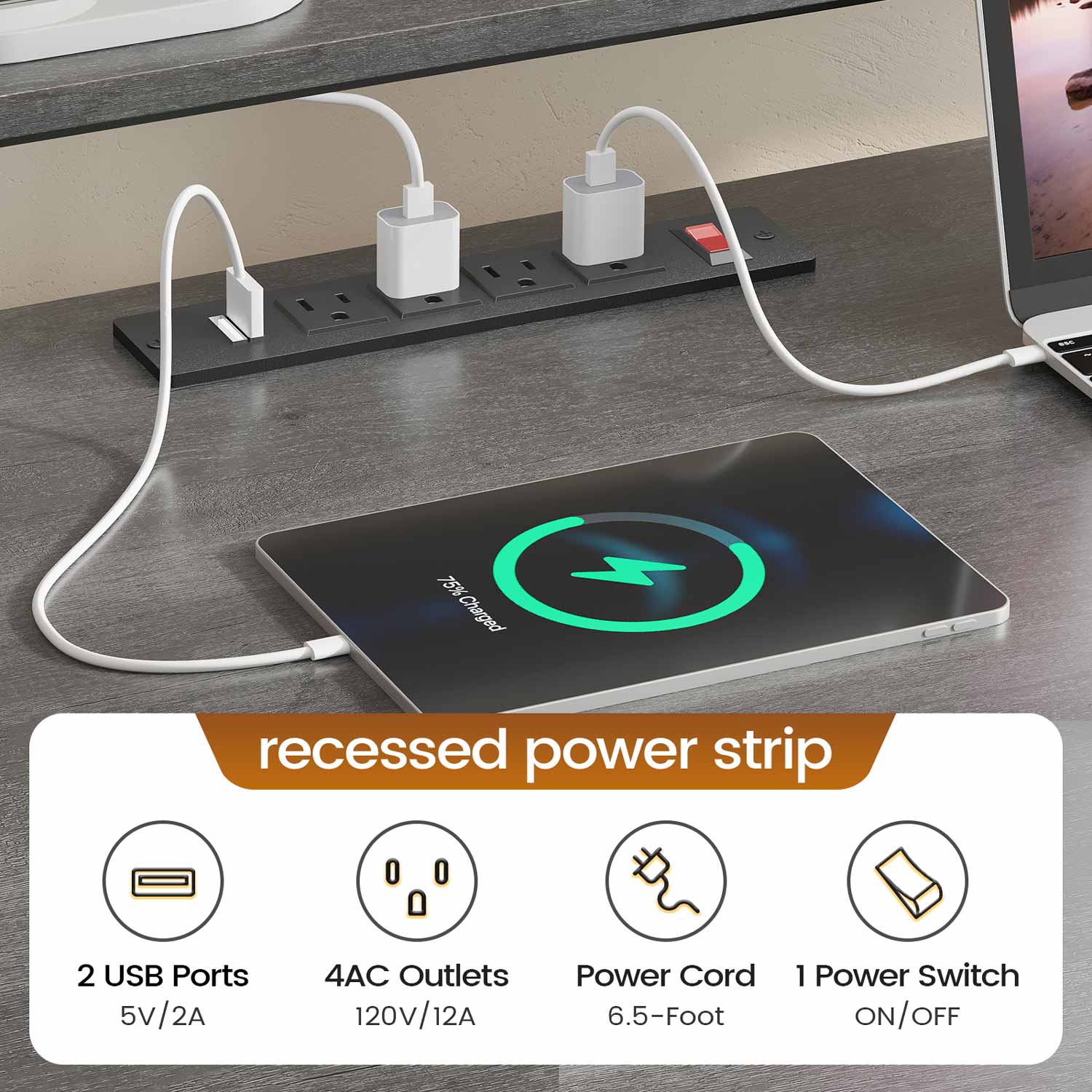 Sikaic Gaming Desk 66 Inch L Shaped Corner Two Person Gaming Desk with File Drawer Power Outlet Led Lights Monitor Shelf Grey