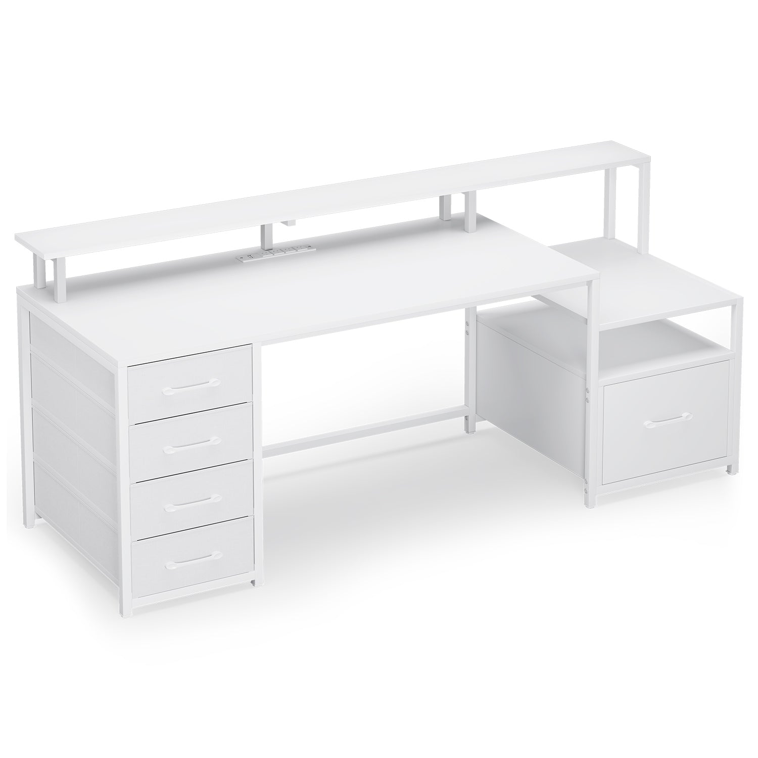 Sikaic Gaming Desk 66 inches LED Gaming Desk White White / Engineered Wood / Modern