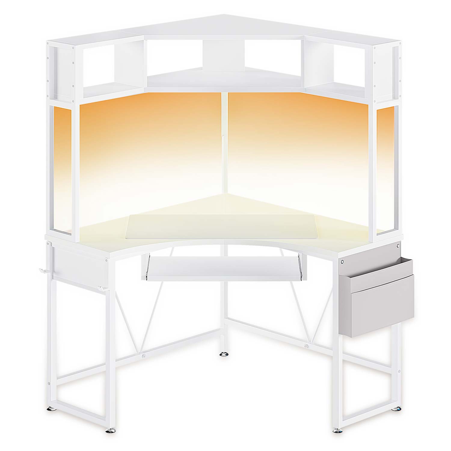 Sikaic Gaming Desk Triangle Corner Small Computer Desk with Keyboard Tray White White / Engineered Wood / Modern