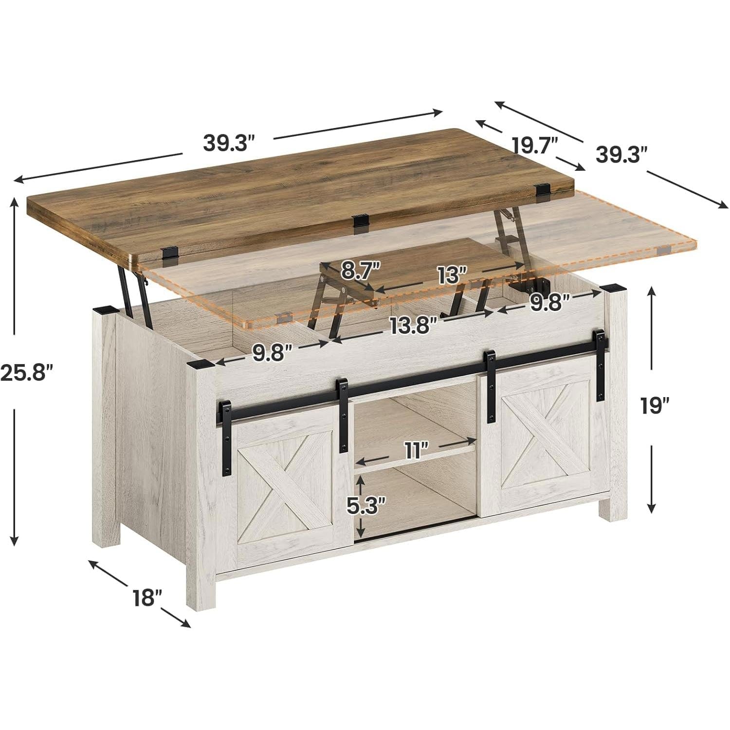 Sikaic Coffee Table 4 in 1 Multi-Function Lift Top Coffee Table White White / Engineered Wood / Farmhouse