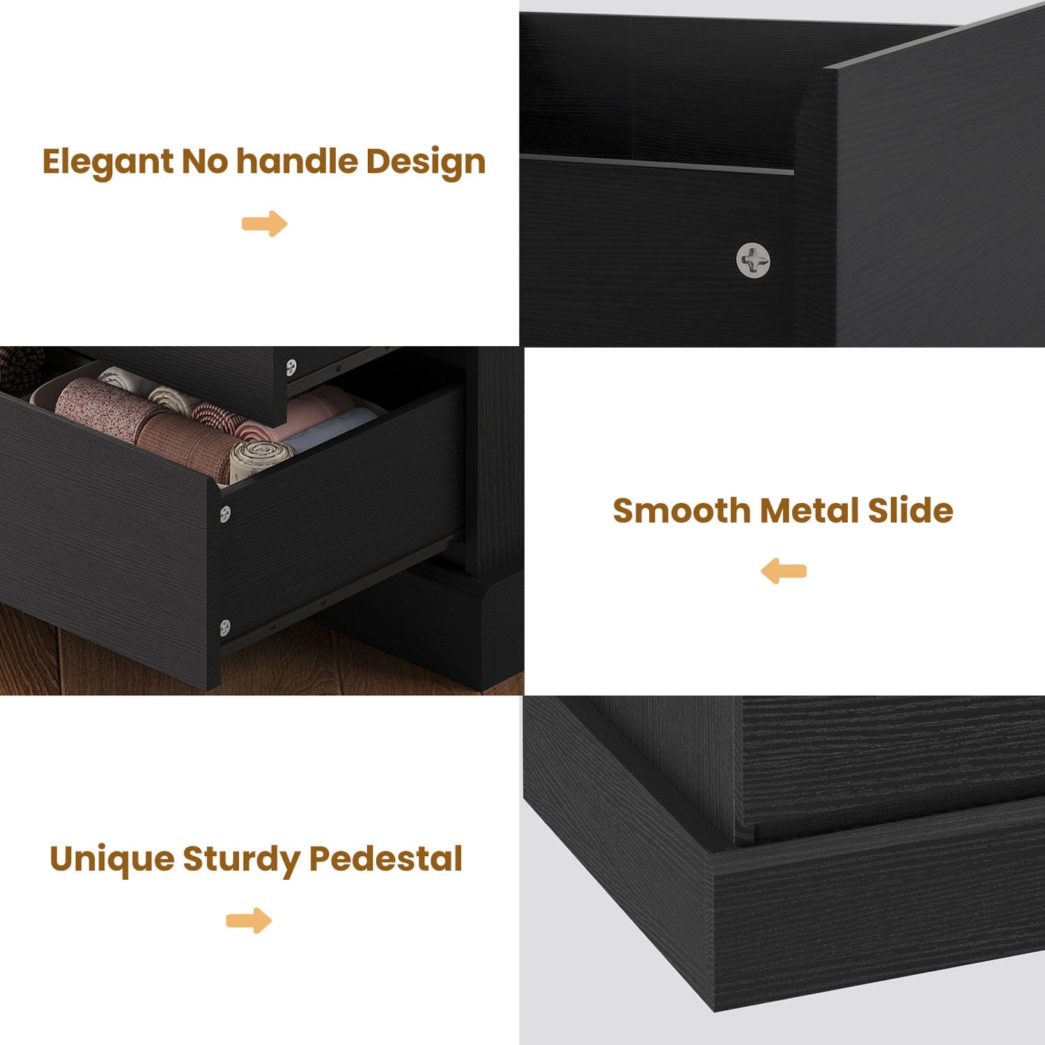 Sikaic Dressers 8 Drawers Long Double Dresser with Storage Organizer Black