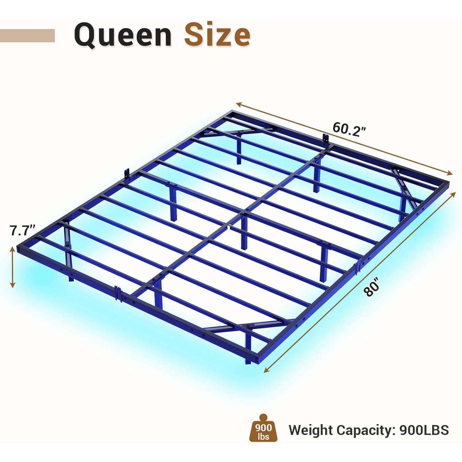 Sikaic Beds & Bed Frames Metal Floating Bed Frame with LED Lights no Headboard Black
