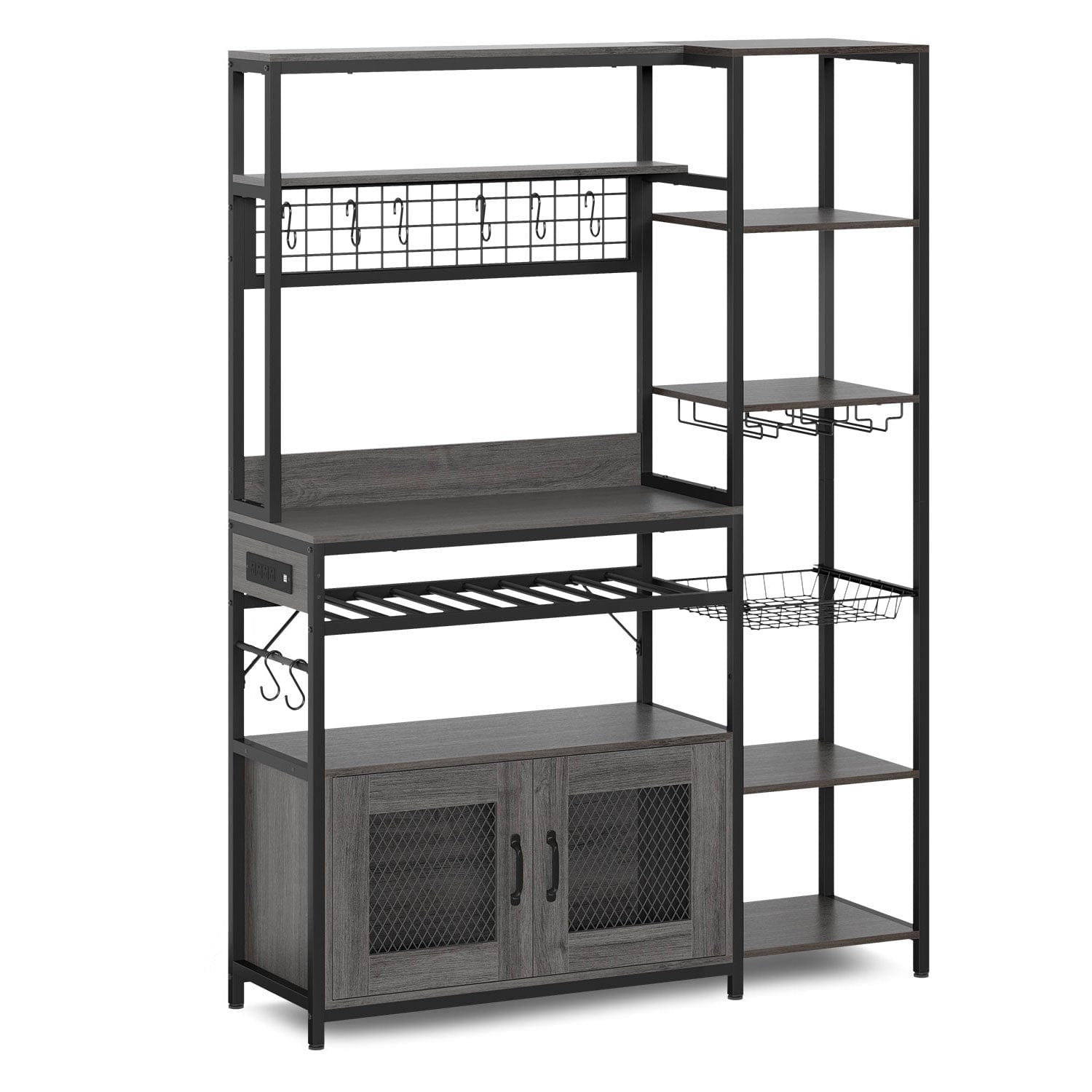 Sikaic Coffee Bar Coffee Bar Bakers Rack Grey Grey / Metal / Industrial