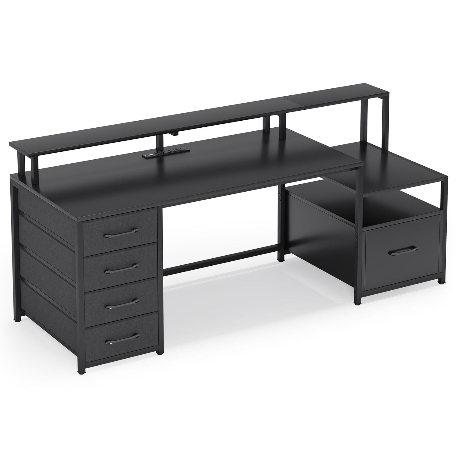 Sikaic Gaming Desk 66 inches LED Gaming Desk Black Black / Engineered Wood / Modern