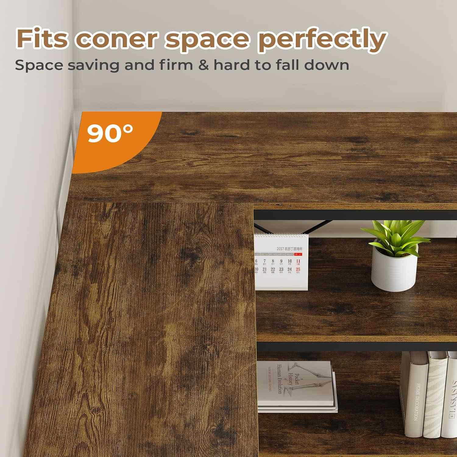 Sikaic Bookshelf 7-Tier Industrial Convertible Bookshelf with 6 Fabric Drawers Rustic Brown Brown / Industrial / Engineered Wood