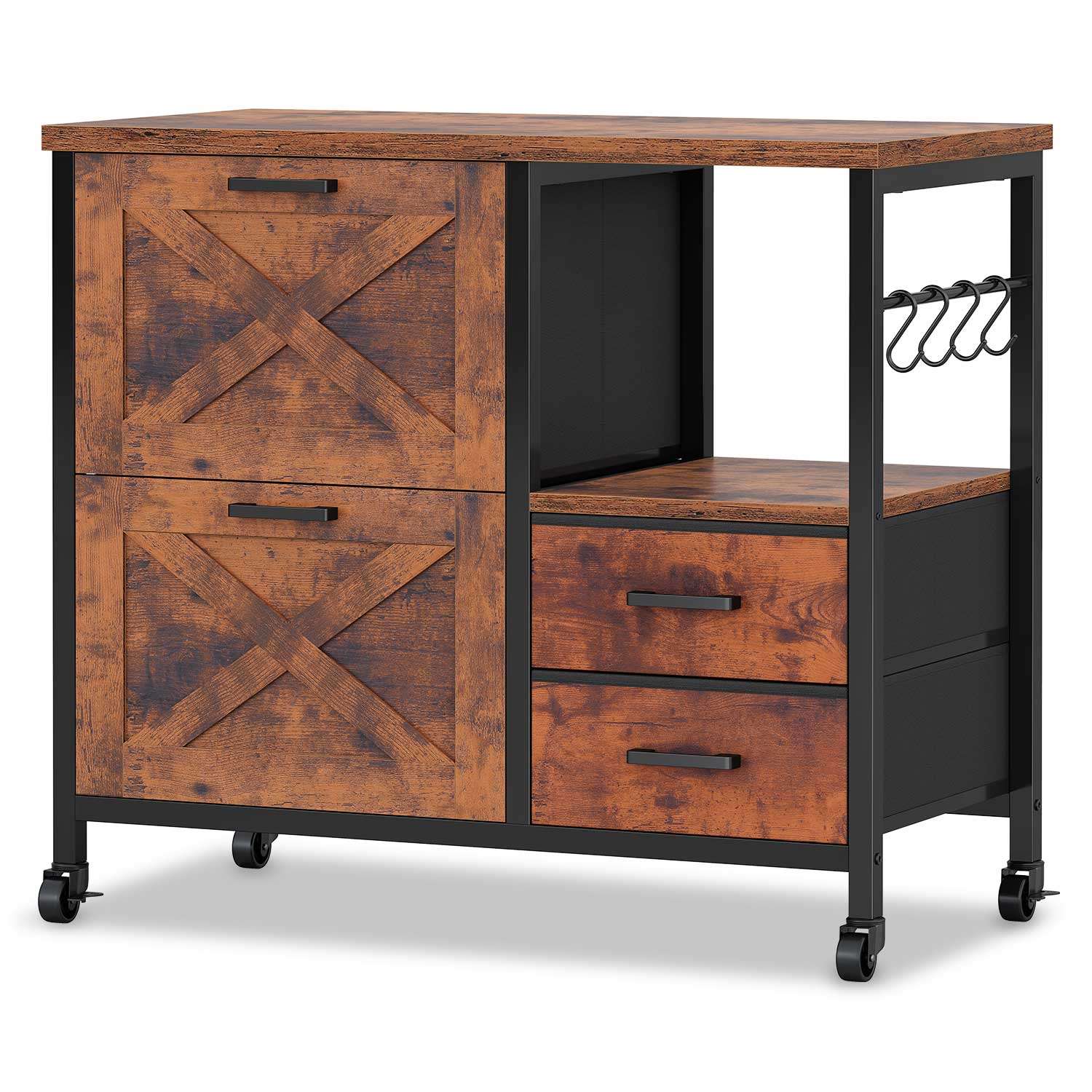 Sikaic File Cabinet File Cabinet with Wheels Brown Brown / Engineered Wood / Modern