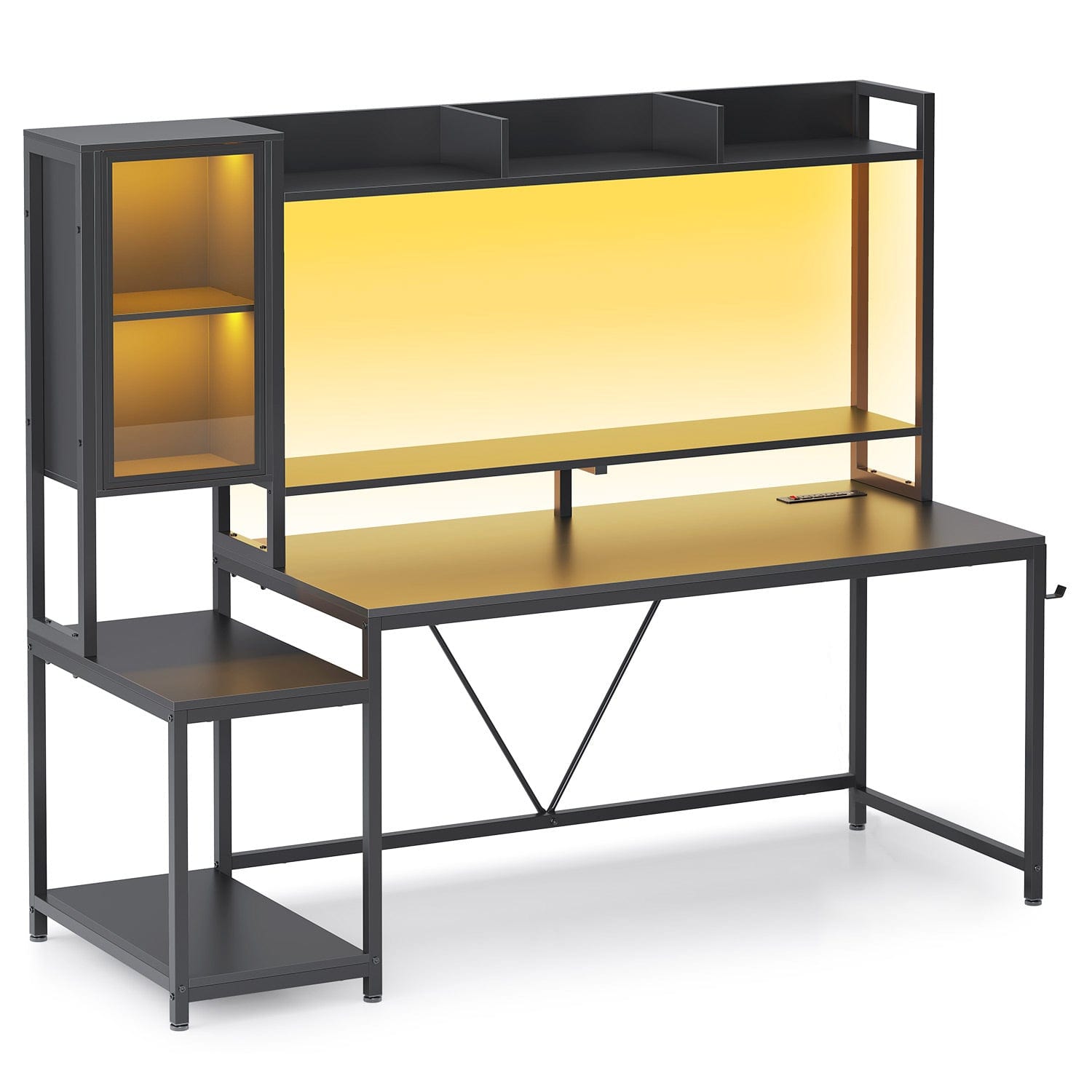 Sikaic Gaming Desk Led Gaming Desk Black Black / Engineered Wood / Modern