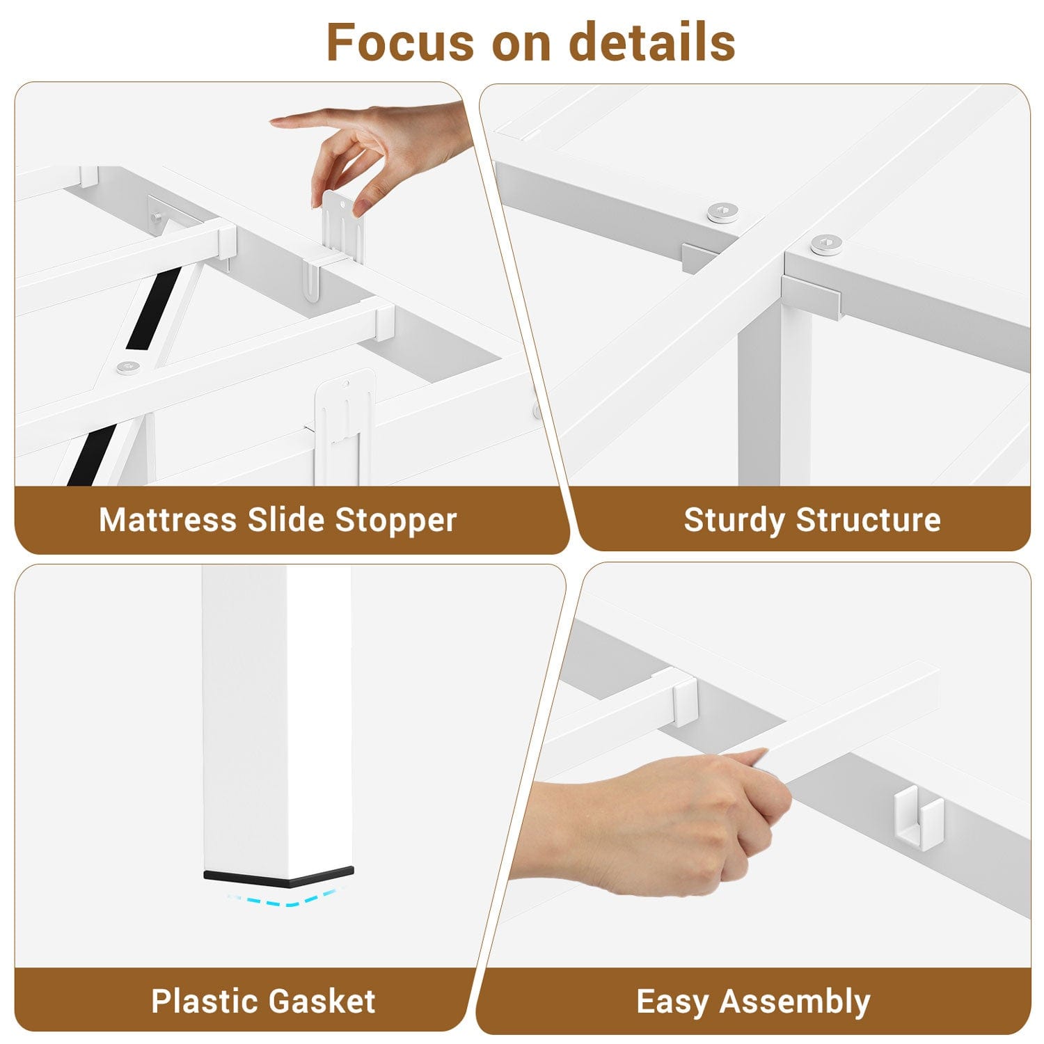 Sikaic Bed Frame Floating Bed Frame with LED Lights Metal Platform No Box Spring Needed White