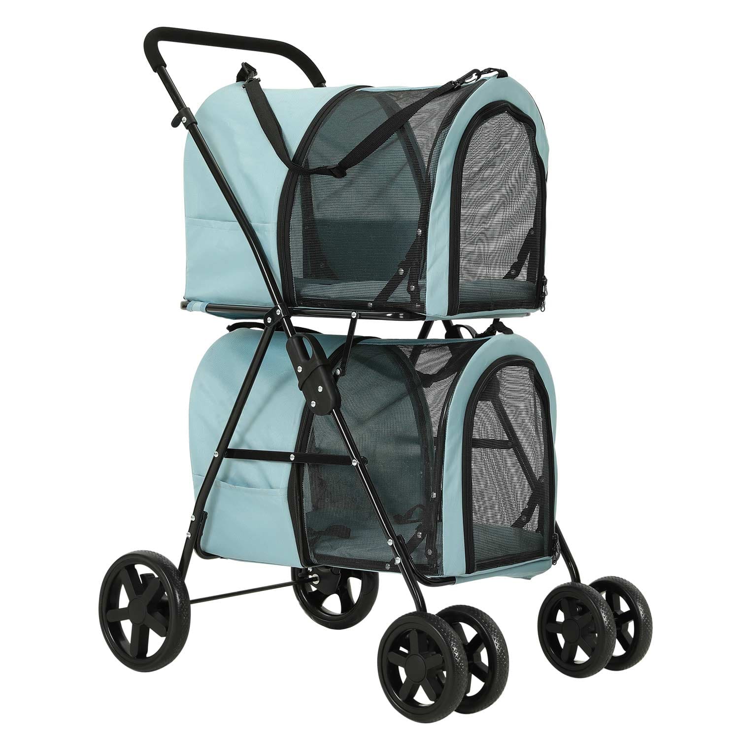 Sikaic Pet Stroller 4-in-1 Pet Strollers for Small Medium Pets 4 Lockable Wheels Light Blue