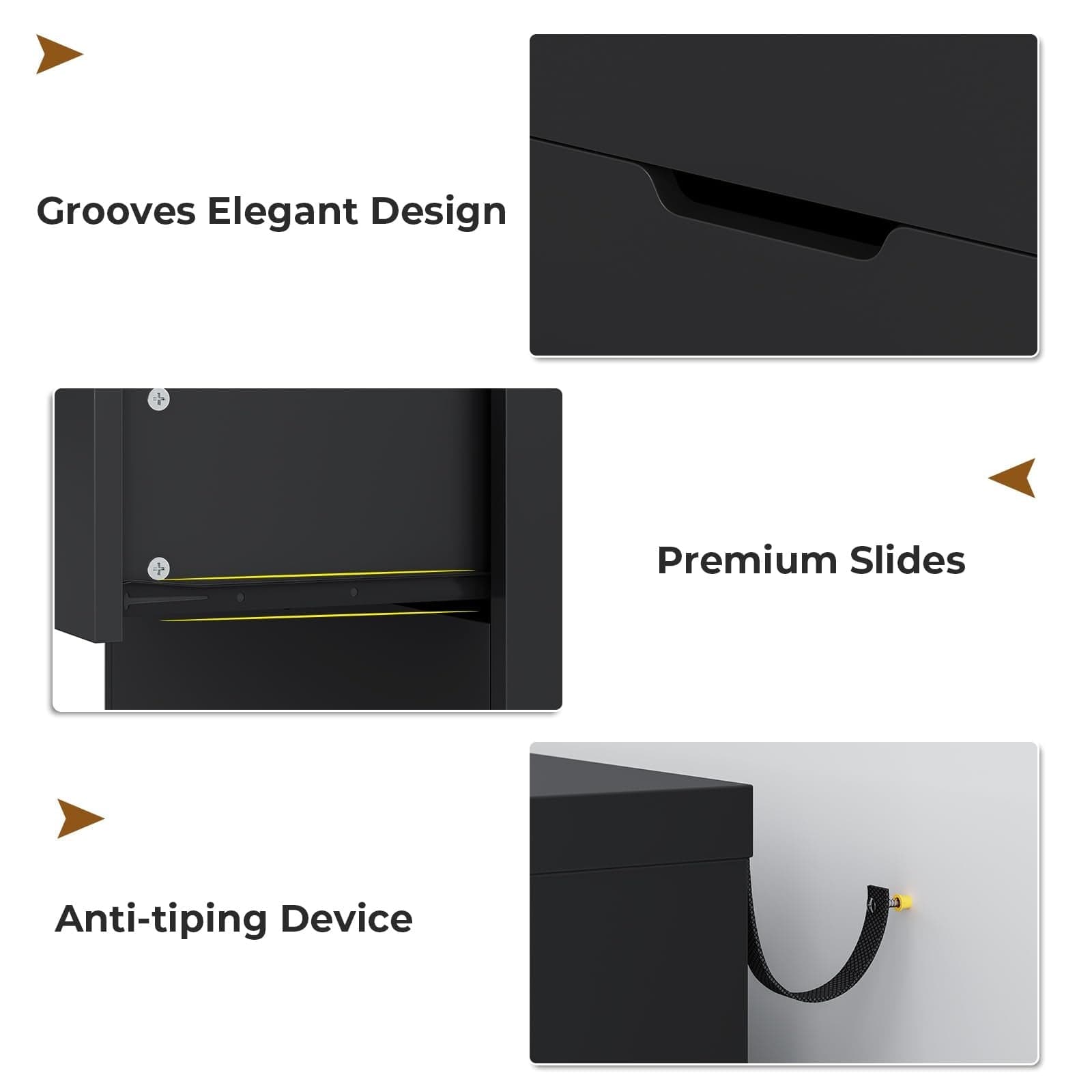 Sikaic Dresser 8 Drawers Dresser with Large Capacity for Living Room Black Black / Engineered Wood / Modern