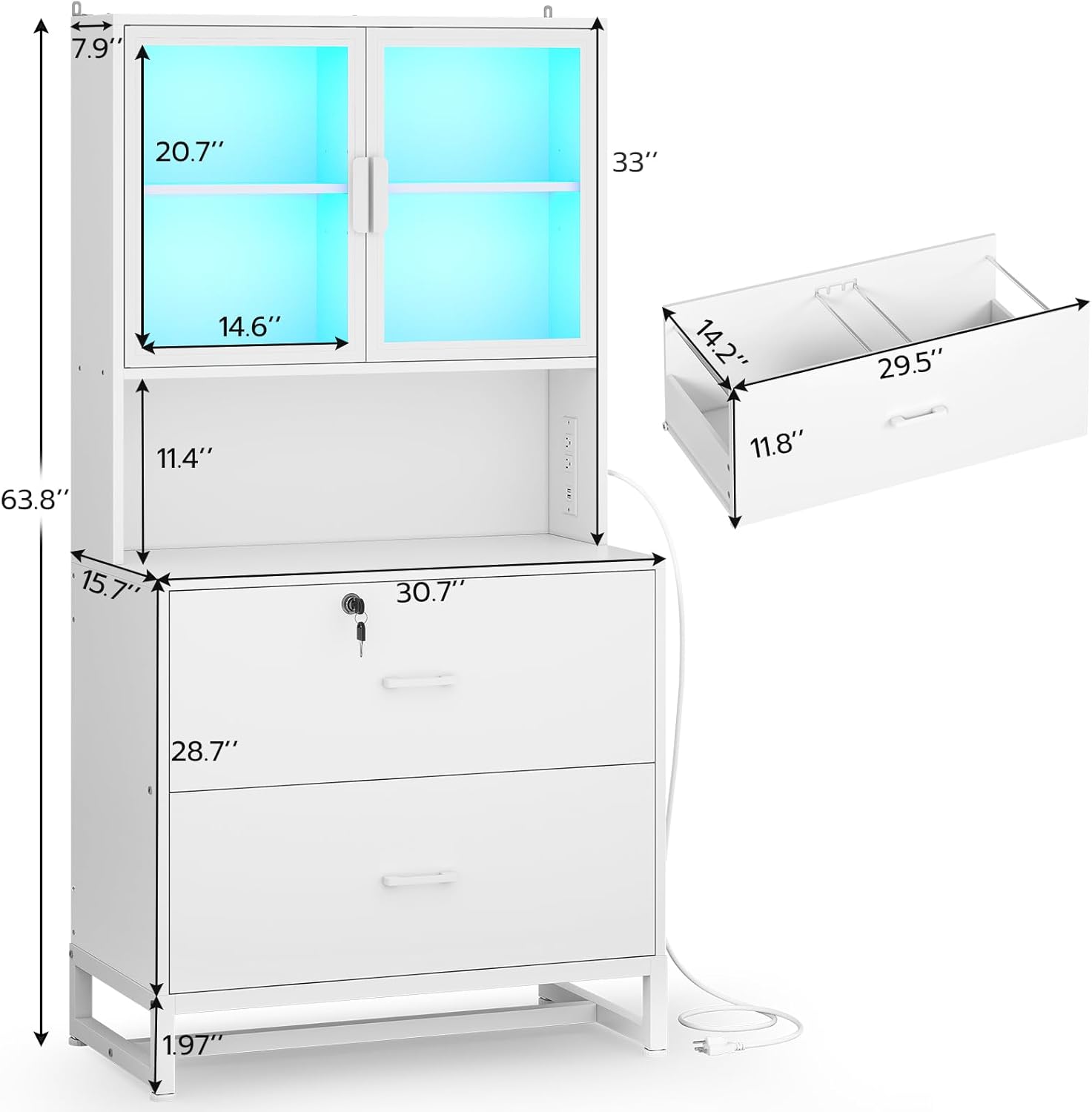 Sikaic File Cabinet File Cabinet with Bookshelf White White / Engineered Wood / Modern