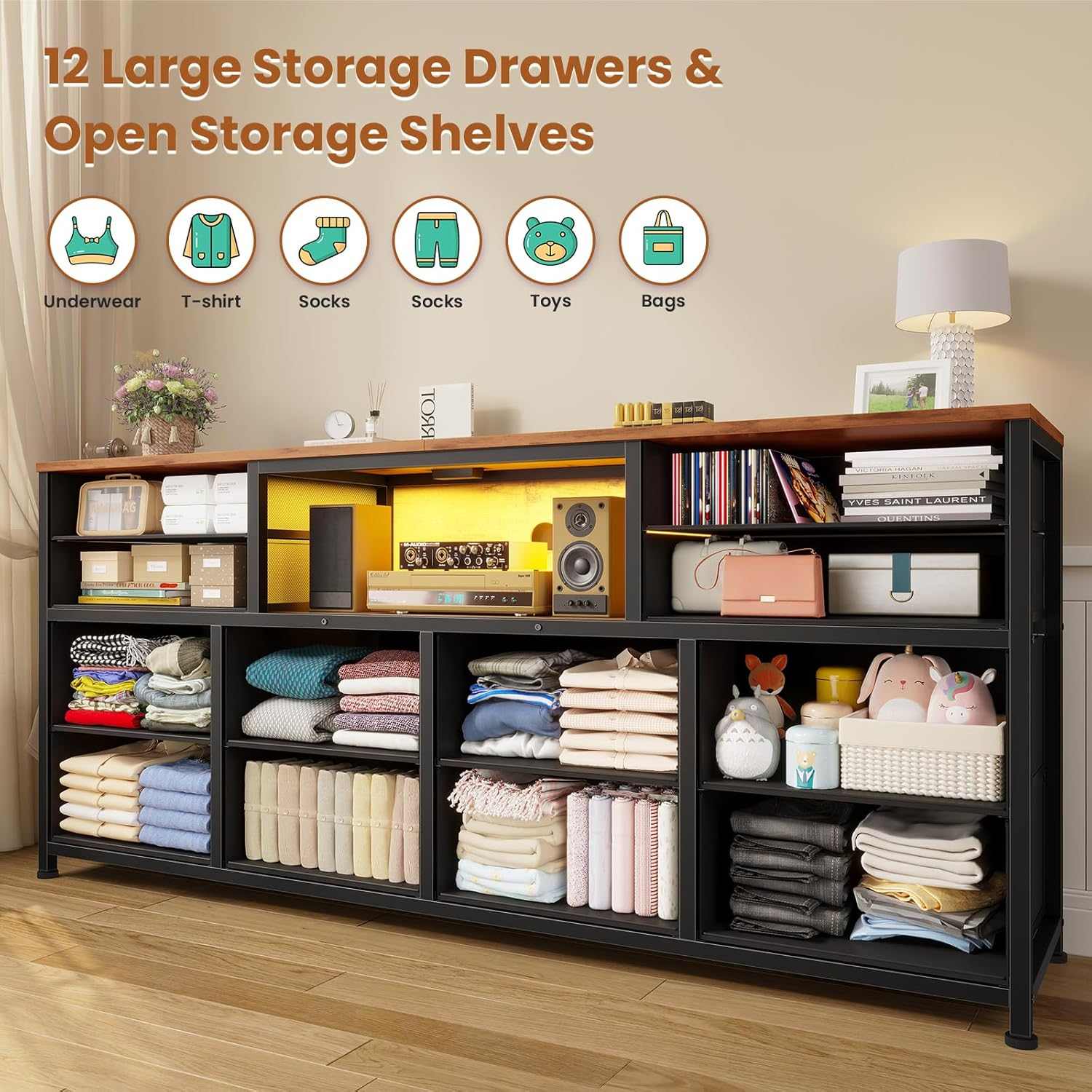 Sikaic TV Stands 55 inch LED TV Stand Dresser Brown Brown / Engineered Wood / Modern