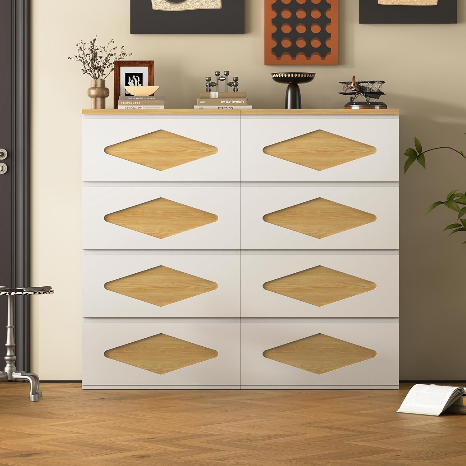 Sikaic Dresser 48.3 Inches Tall Dresser with 4 Drawers White White / Engineered Wood / Modern