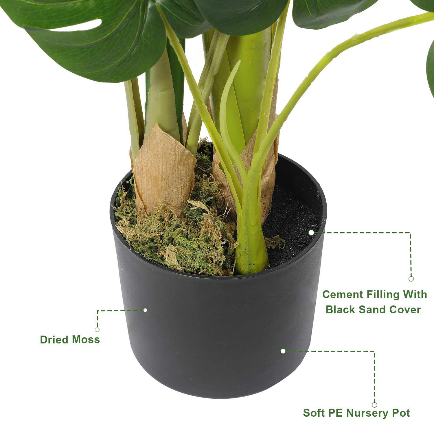 Sikaic Artificial Tree 2 Pack Artificial Monstera Deliciosa Plant 4ft Tall 15 Decorative Split Leaves Faux Swiss Cheese Fake Tropical Palm Tree