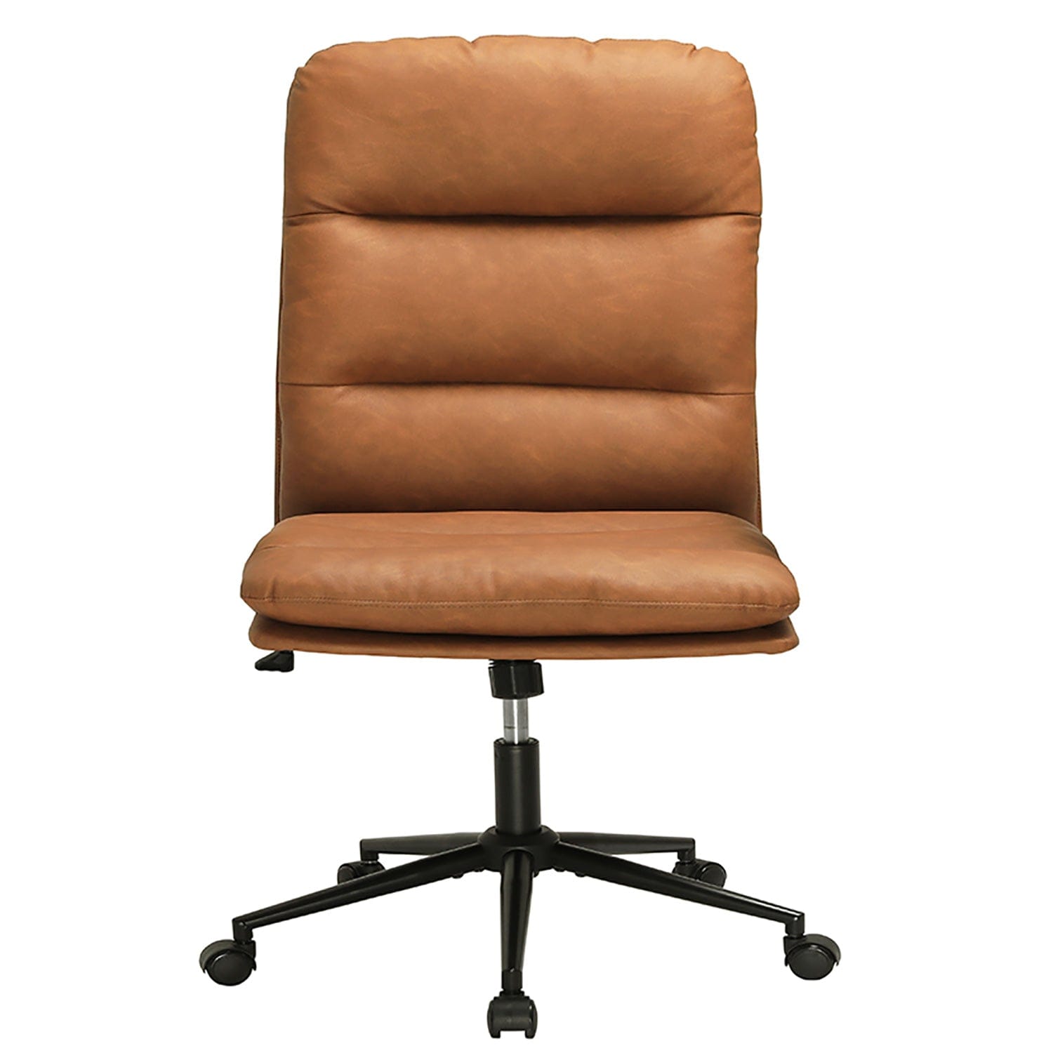 Sikaic Office Chairs Leather Office Chair with Arms Adjustable Back 40° Brown