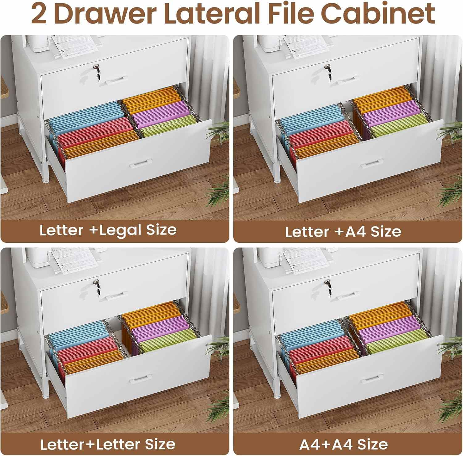 Sikaic File Cabinet File Cabinet with Bookshelf White White / Engineered Wood / Modern