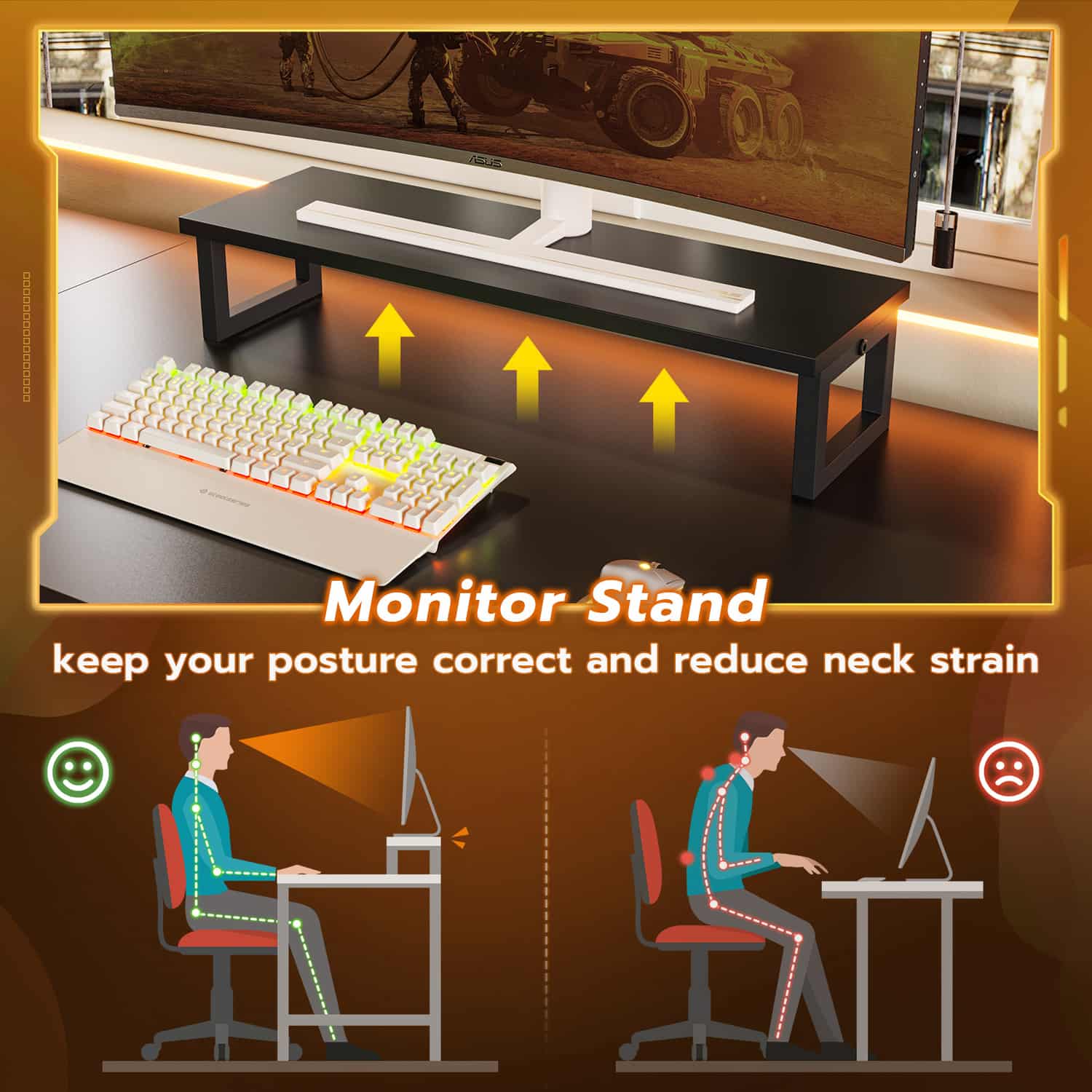 Sikaic Gaming Desk L Shaped Reversible LED Gaming Desk with Hutch Pegboard and Storage Shelves Drawers & Monitor Stand Black