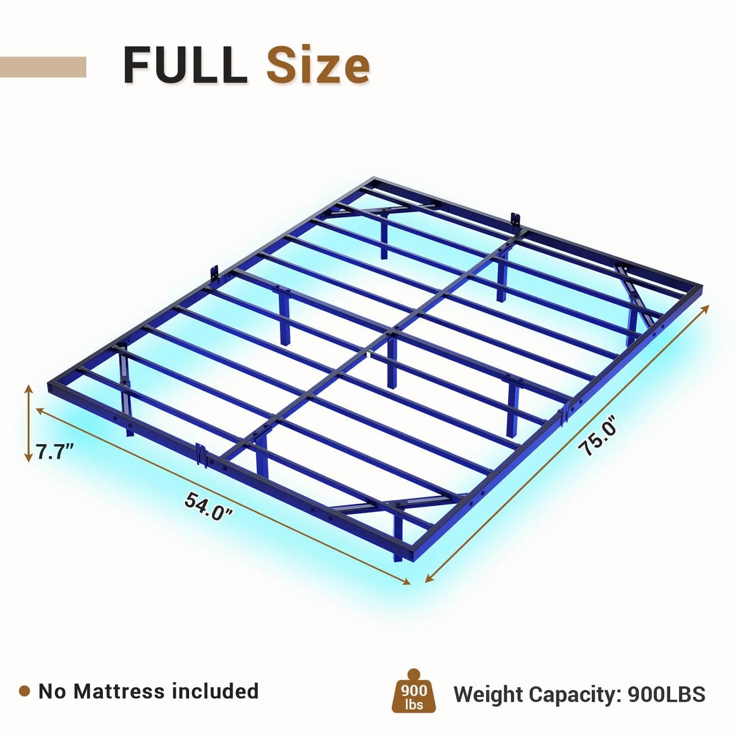 Sikaic Bed Frame Metal Floating Bed Frame with LED Lights no Headboard Black