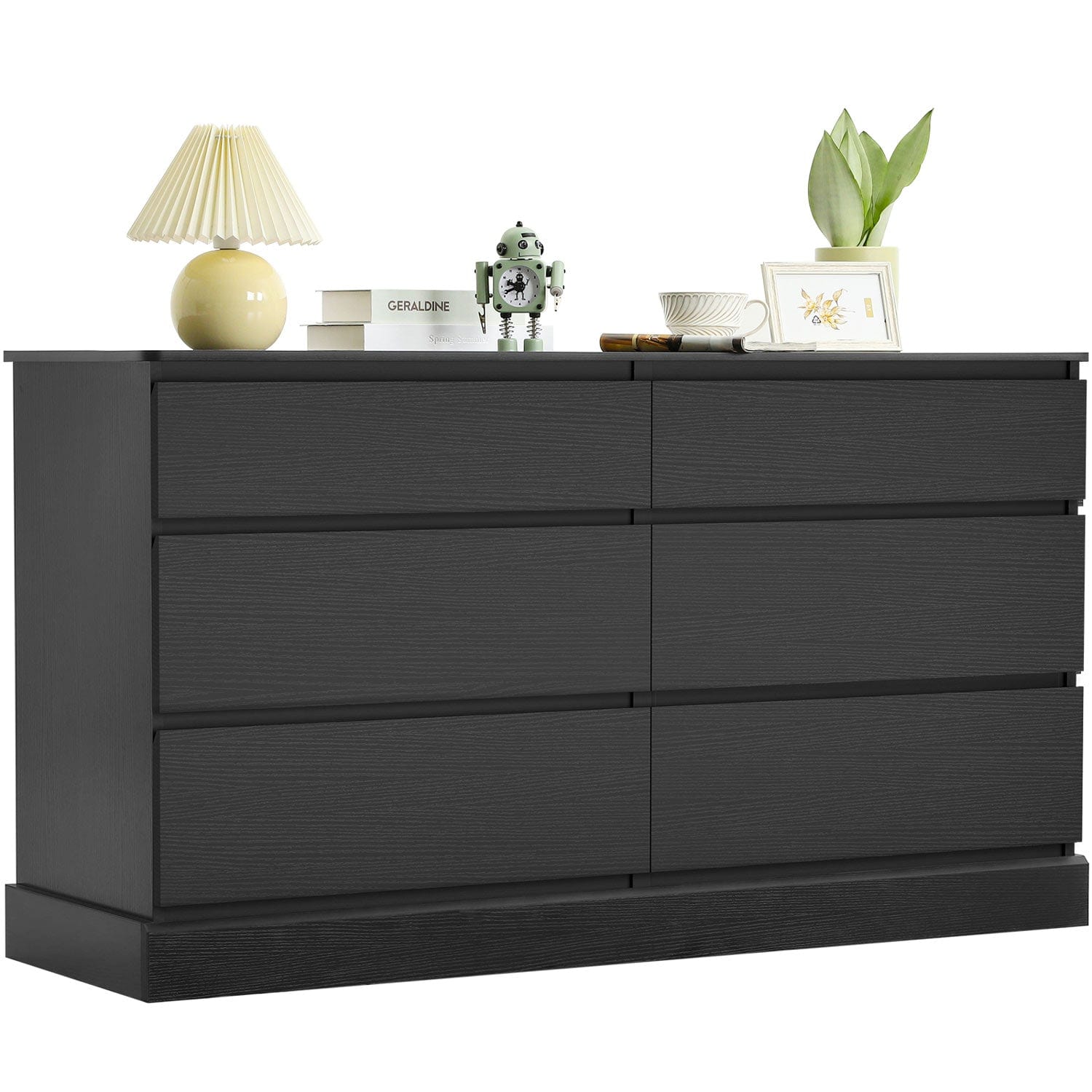 Sikaic Dressers 51.5 Inches Width 6 Drawers Dresser Large Capacity Clothing Storage Cabinet Black