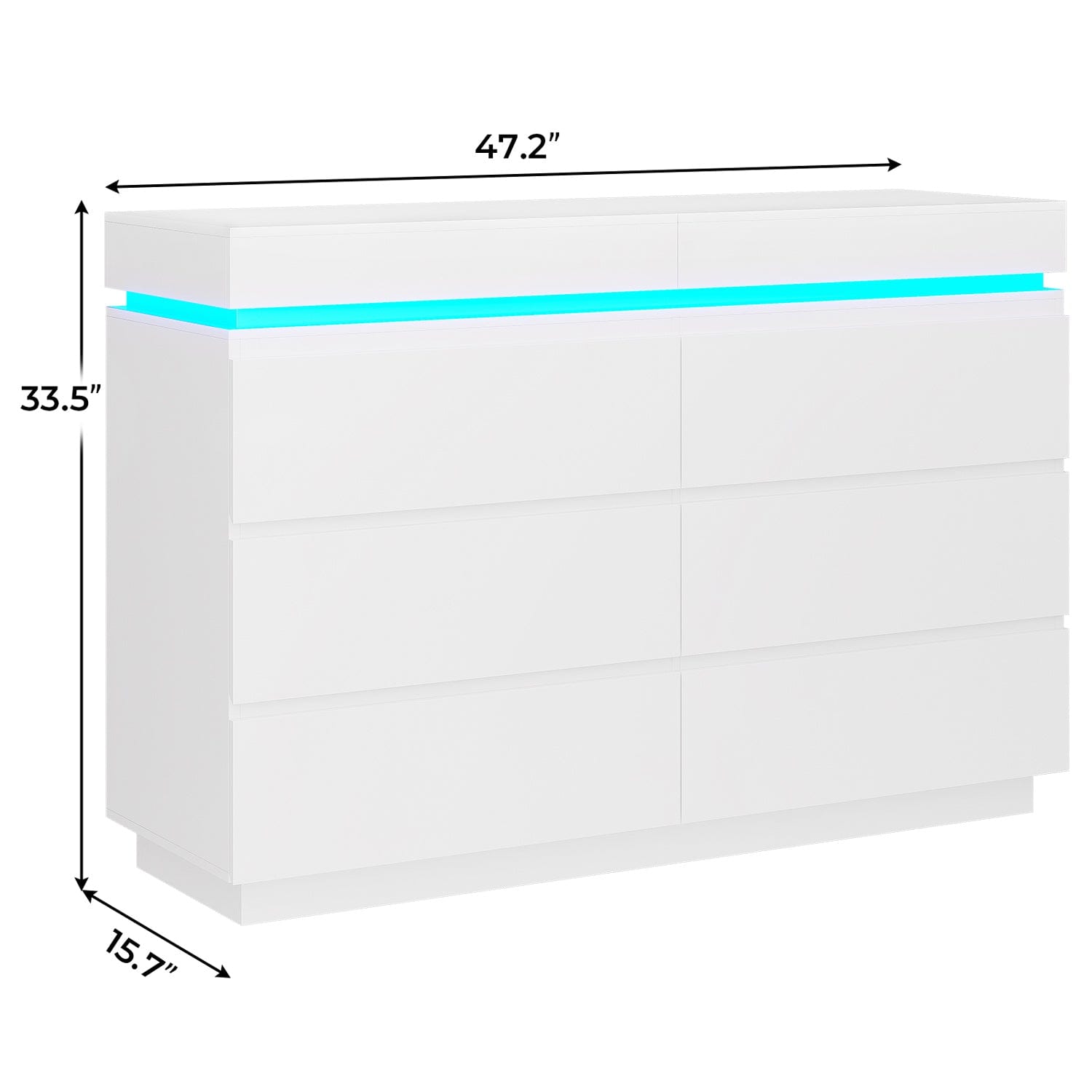 Sikaic Dresser LED Lights White Dresser for Bedroom with Charging Station and Sliding Desktop Drawers Large Storage Tower Clothes Organizer