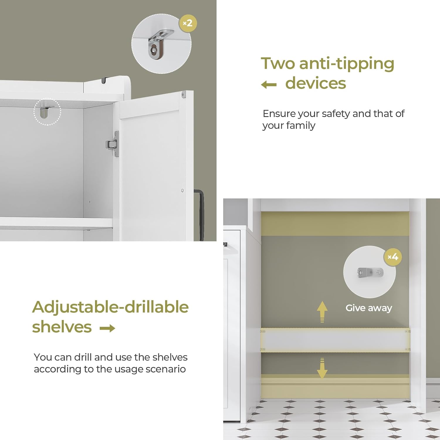 Sikaic Over The Toilet Storage Cabinet Over The Toilet Storage Cabinet with Pulley White White / Engineered Wood / Modern