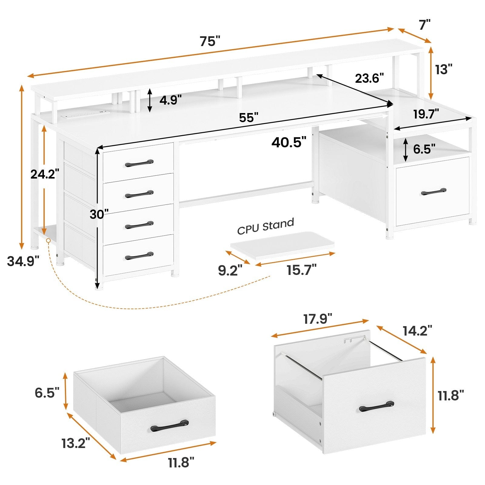 Sikaic Gaming Desk 75 Inches Led Gaming Desk White White / Engineered Wood / Modern