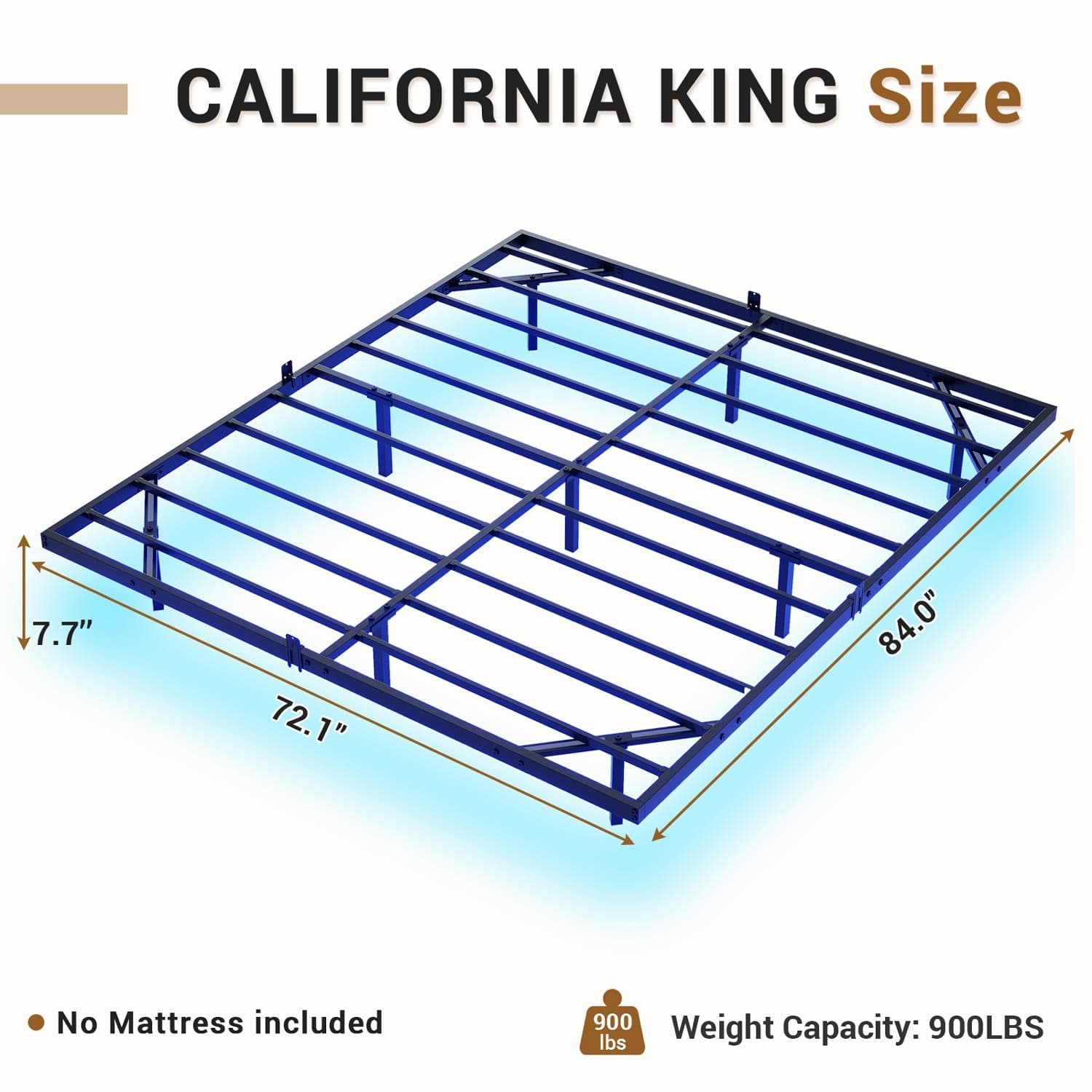 Sikaic Beds & Bed Frames Metal Floating Bed Frame with LED Lights no Headboard Black