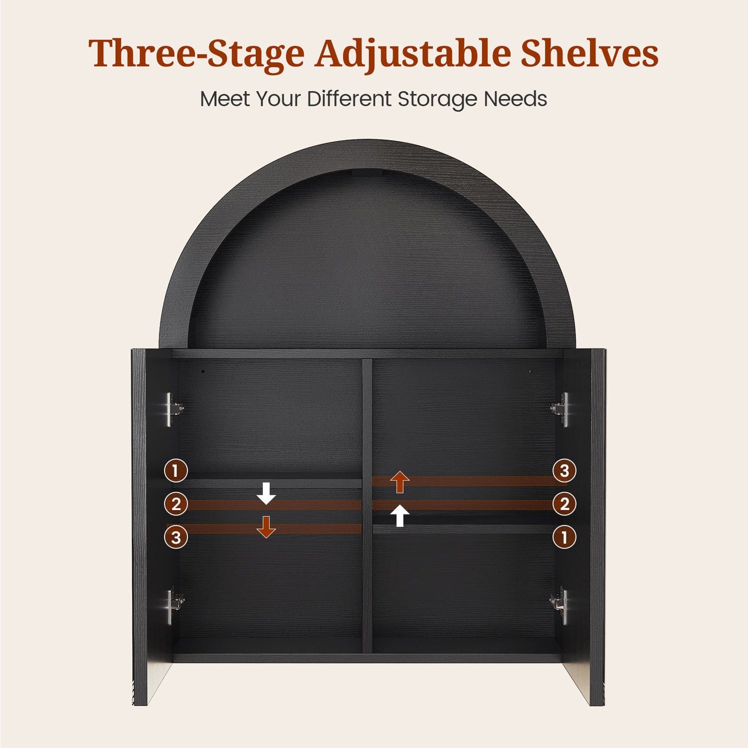 Sikaic Medicine Cabinet Arched Bathroom Wall Cabinet with High Gloss Mirror Black Black / Engineered Wood / Modern