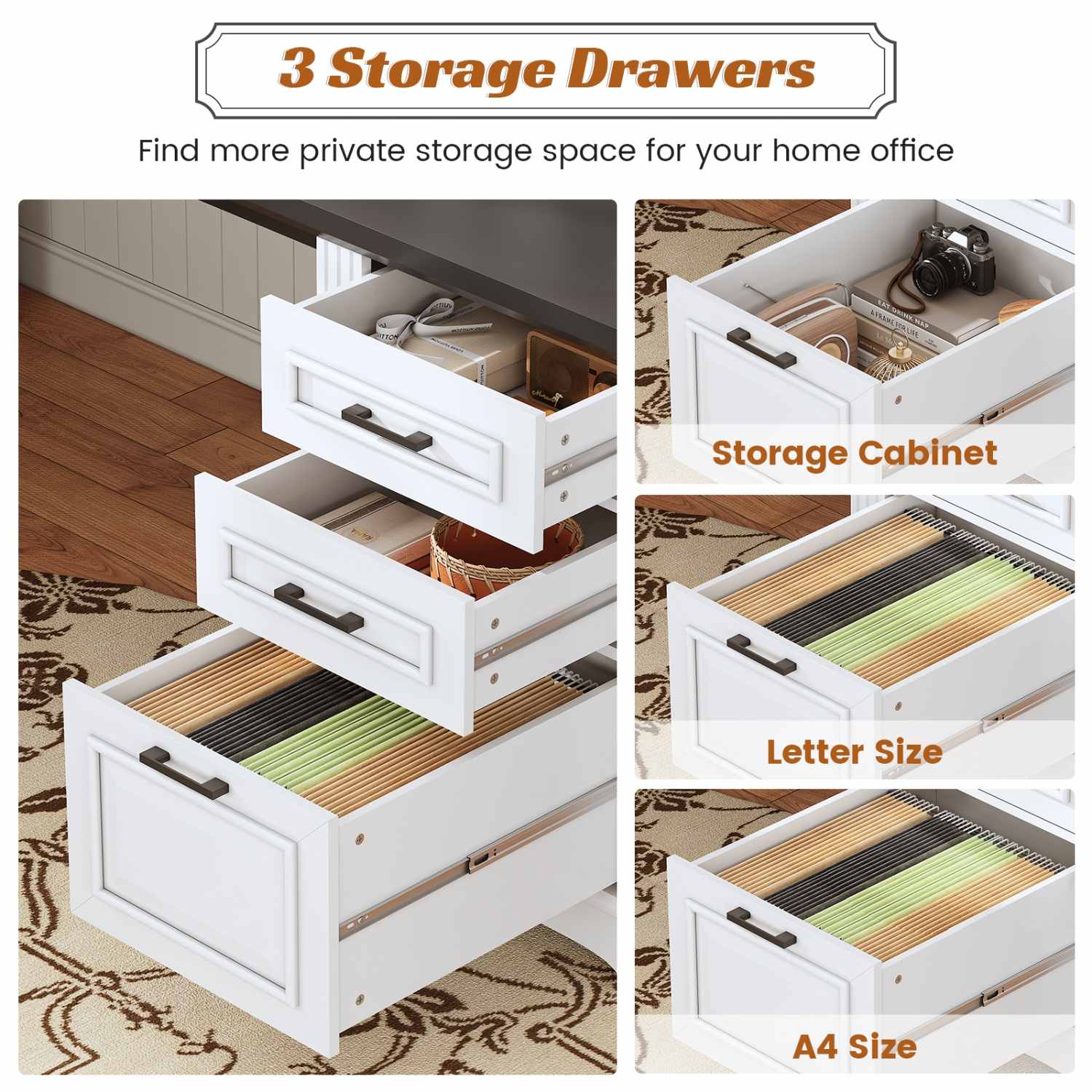 Sikaic Computer Desk 69 Inches L Shaped Computer Desk White White / Engineered Wood / Modern