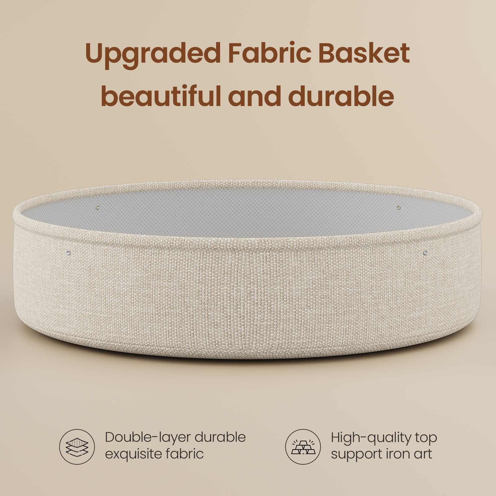 Sikaic Coffee Table Lift Top Round Coffee Table with Fabric Basket White White / Engineered Wood / Modern
