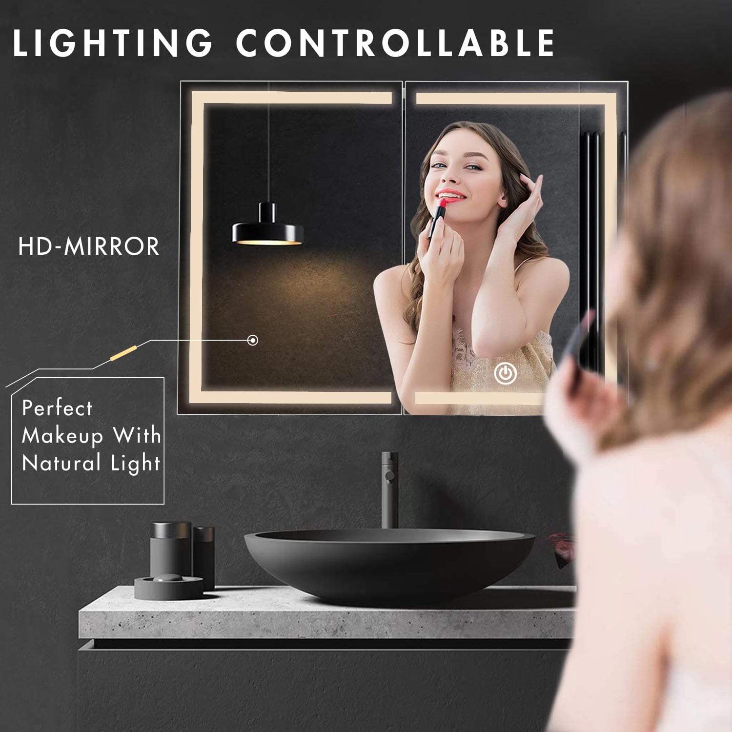 Sikaic Medicine Cabinets Wall Mounted Lighted Medicine Cabinet with Mirror Storage White