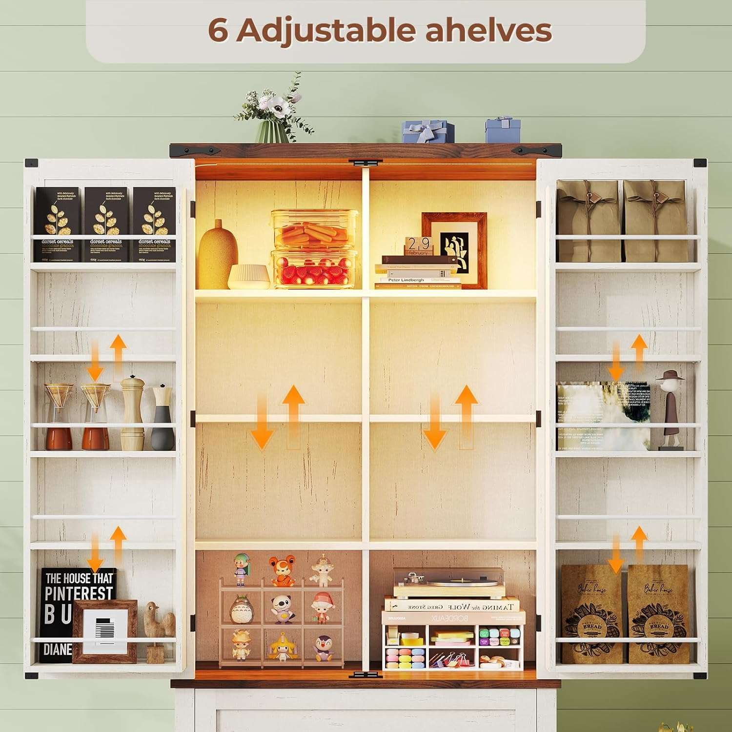Sikaic Pantry Cabinet 71 Inches Kitchen Pantry Cabinet with Drawer Old White Brown White / Engineered Wood / Modern