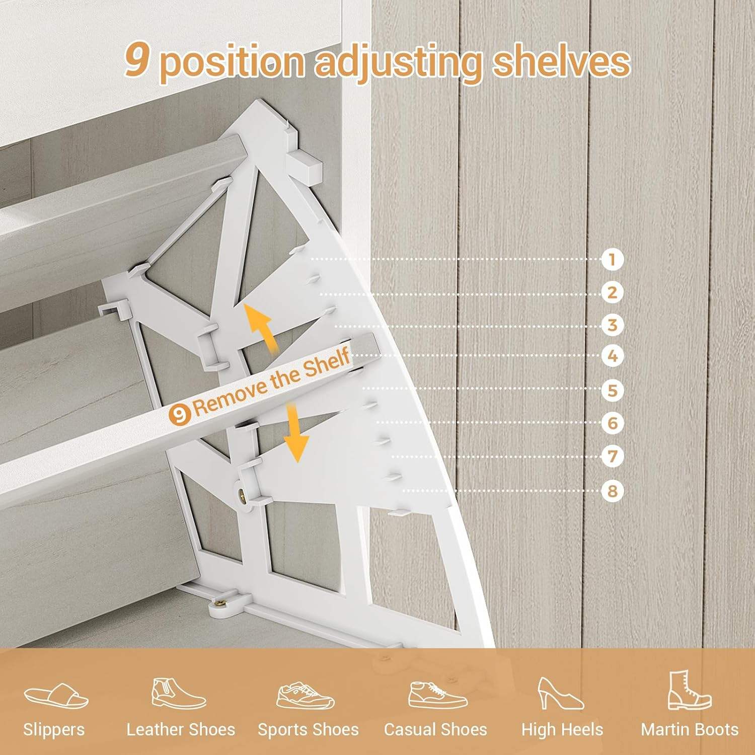 Sikaic Shoe Benches Deodorizing Shoe Benches with Coat Rack and 2 Flip Drawers Walnut White White / Engineered Wood / Size