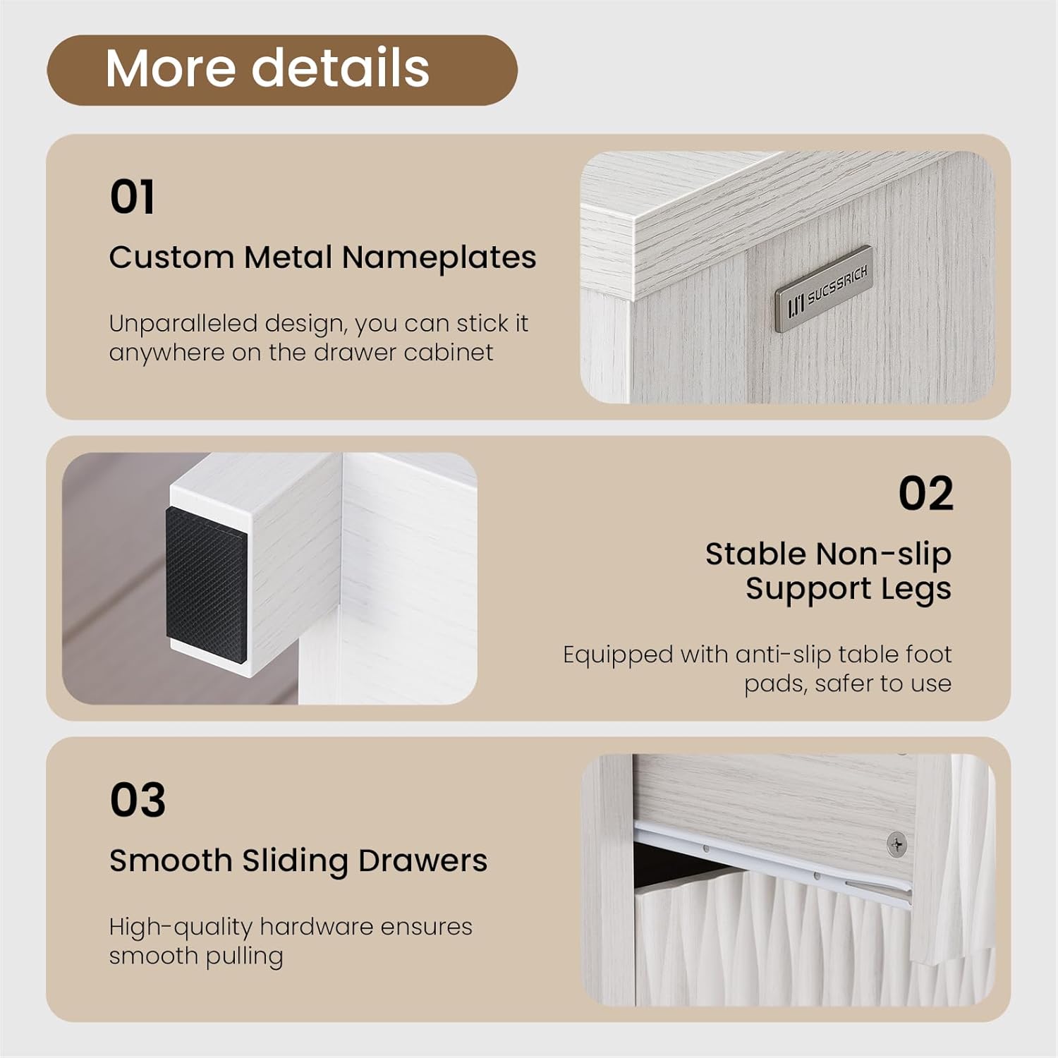Sikaic Dresser Fluted Tall Dresser with 6 Drawers White White / Engineered Wood / Modern