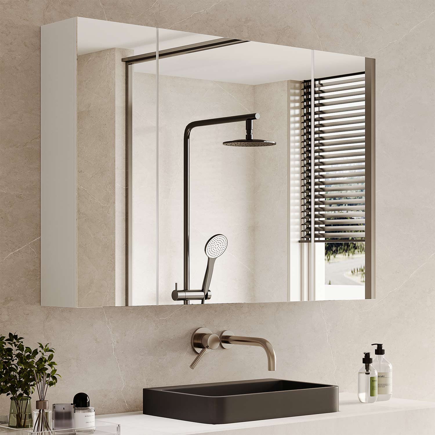 Sikaic Medicine Cabinets Medicine Cabinets with Mirror Wall Cabinet 3-Adjustable Shelves Storage White