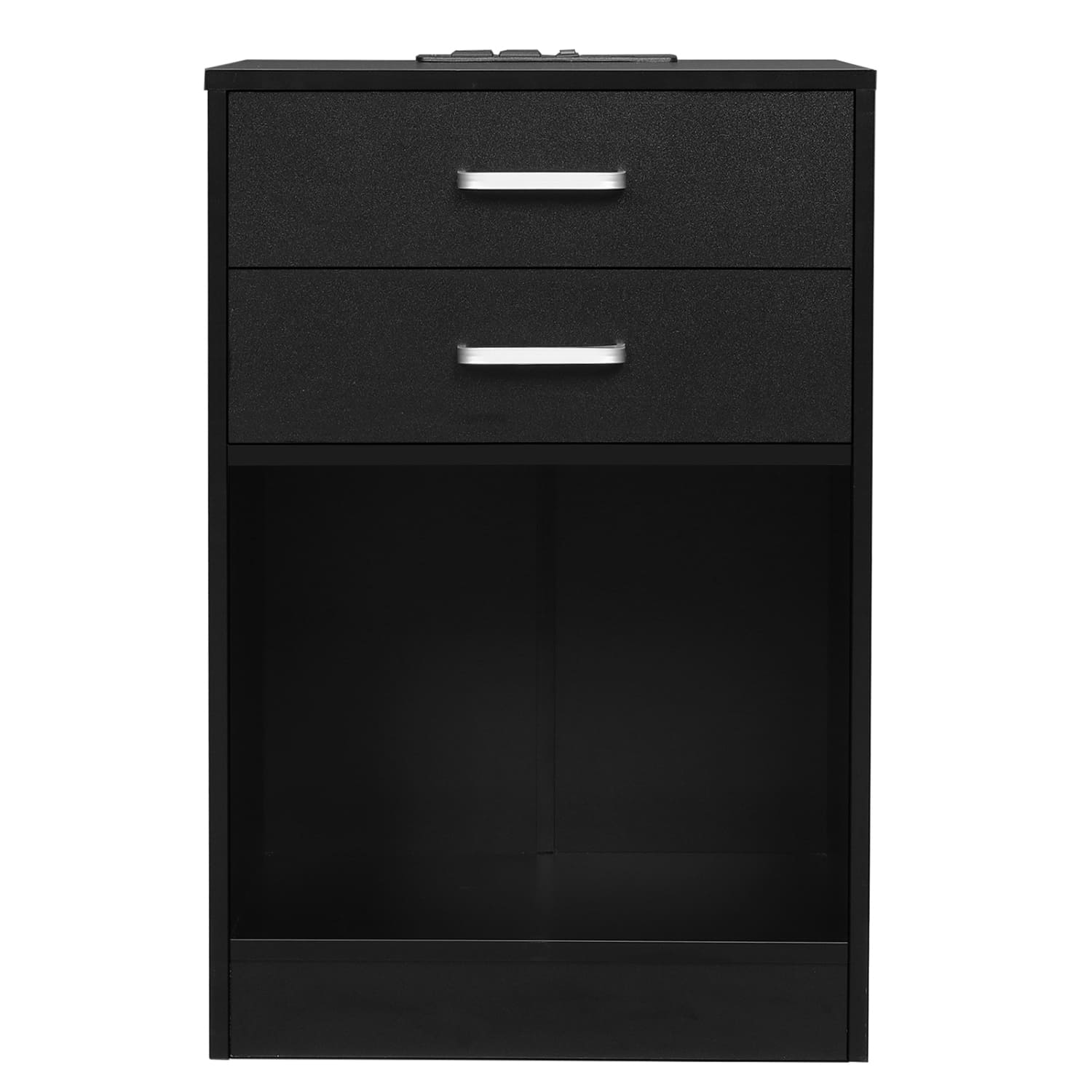 Sikaic 2Pcs Nightstand with Charging Station Drawers Bedside Table Black