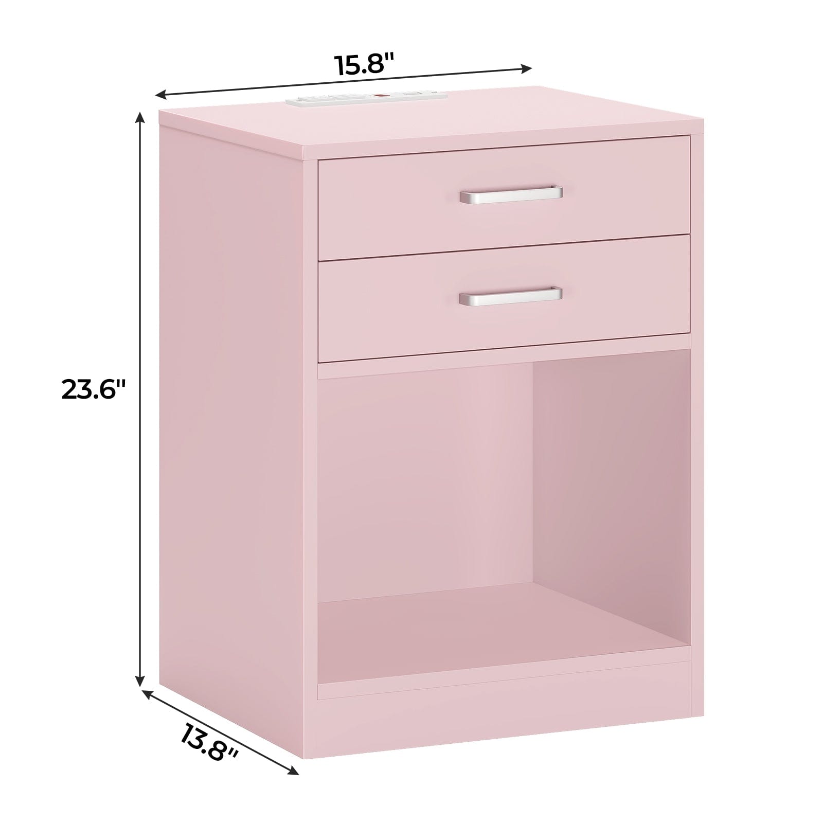 Sikaic Nightstand 2Pcs Nightstand with Charging Station Pink Pink / Engineered Wood / Modern