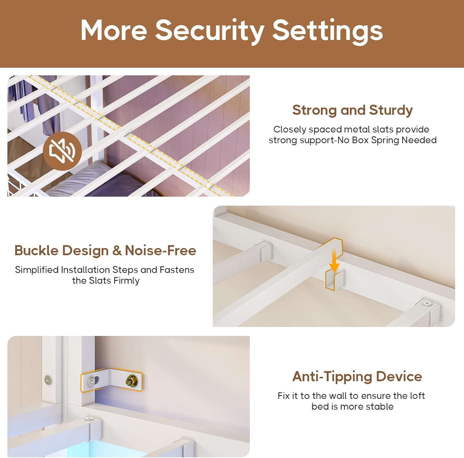 Sikaic Loft Bed Frame Full Size Over Twin Bunk Loft Bed Frame with Desk and Charging Station White White / Metal / Modern