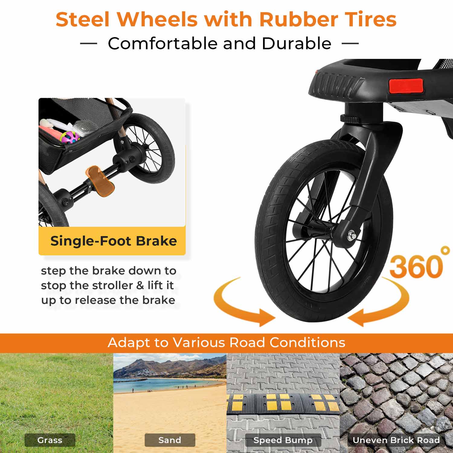 Sikaic Pet Stroller Pet Stroller Folding Traveling Strolling Cart Light Khaki
