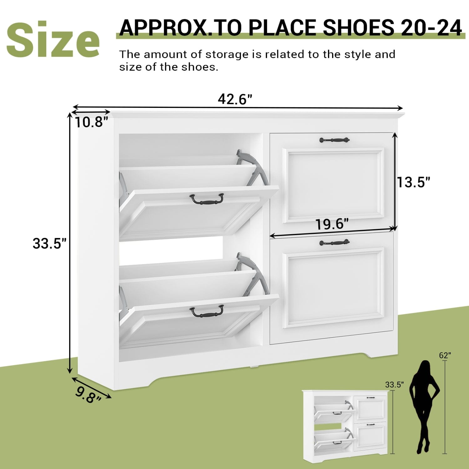 Sikaic Shoe Benches Shoe Benches with 4 Flip Drawers White White / Engineered Wood / Modern
