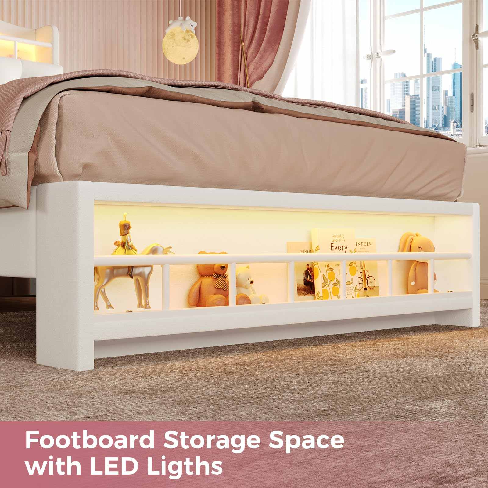 Sikaic Bed Frame Twin Princess Velvet Upholstered Bed Frame Beige Beige / Engineered Wood / Modern